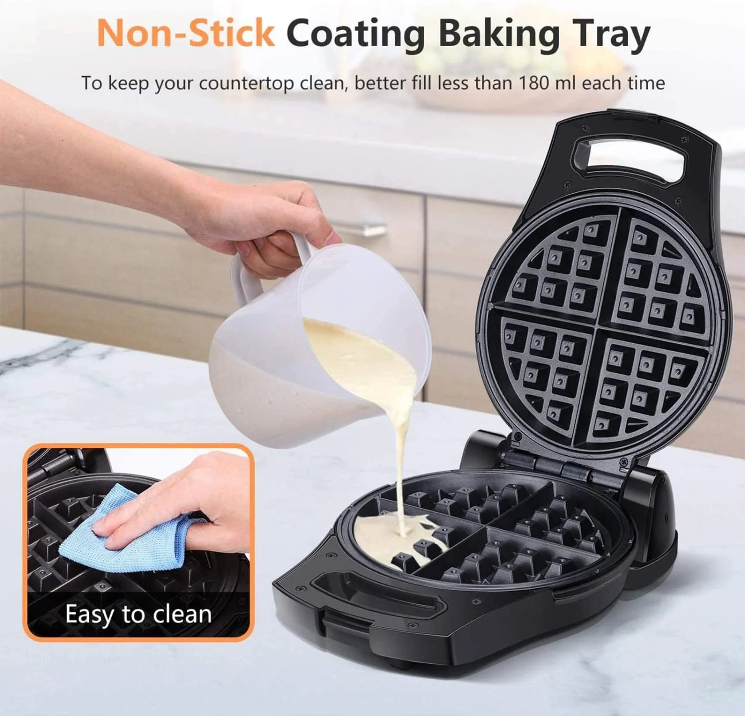 Buy Belgian Waffle Maker, 8 Inch Flip Waffle Irons with NonStick