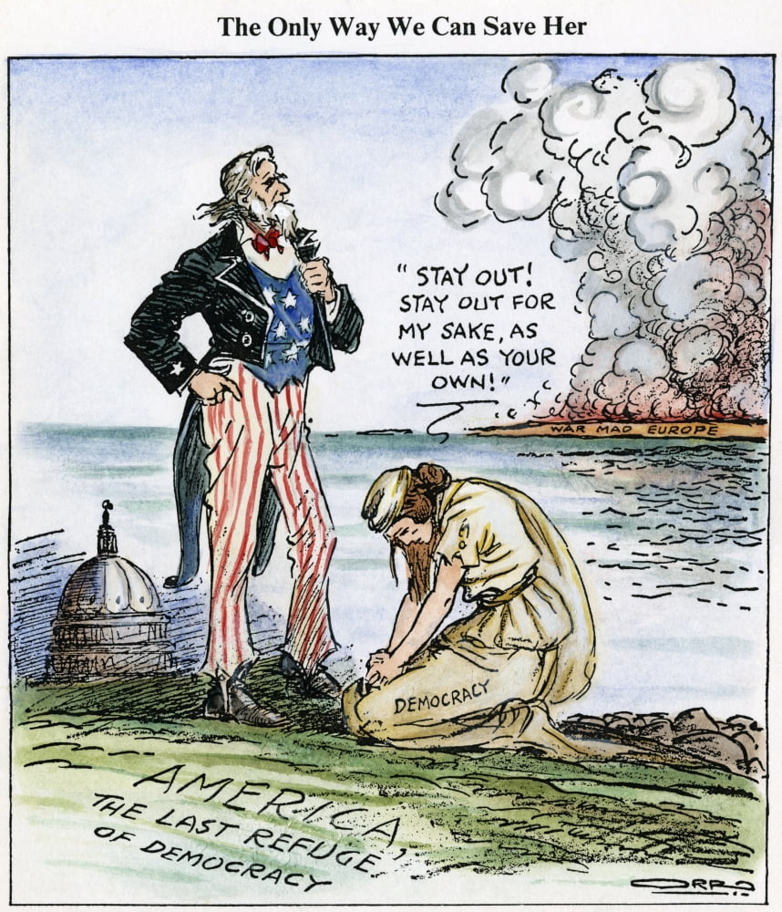 Cartoon Intervention 1939 The Only Way We Can Save Her