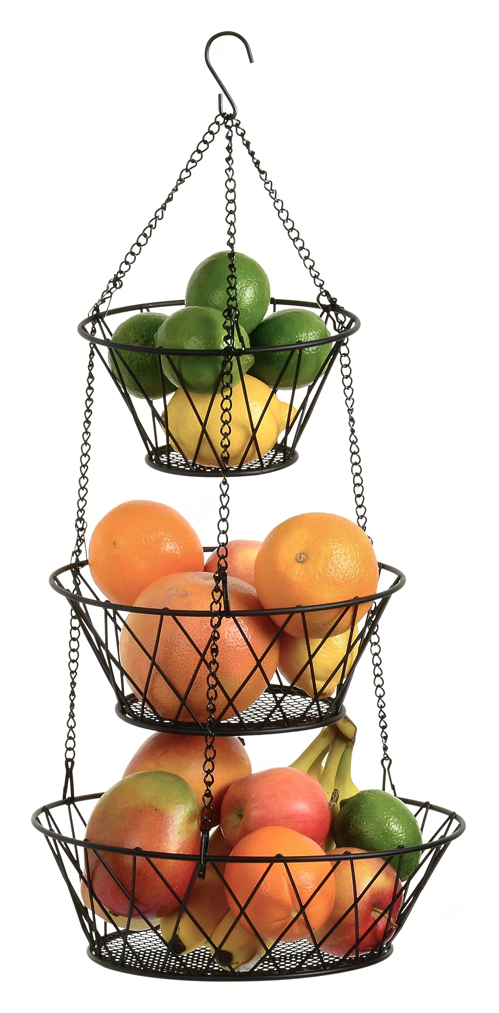 Heavy Duty 3 Tier Metal Hanging Kitchen Black Fruit Basket Walmart