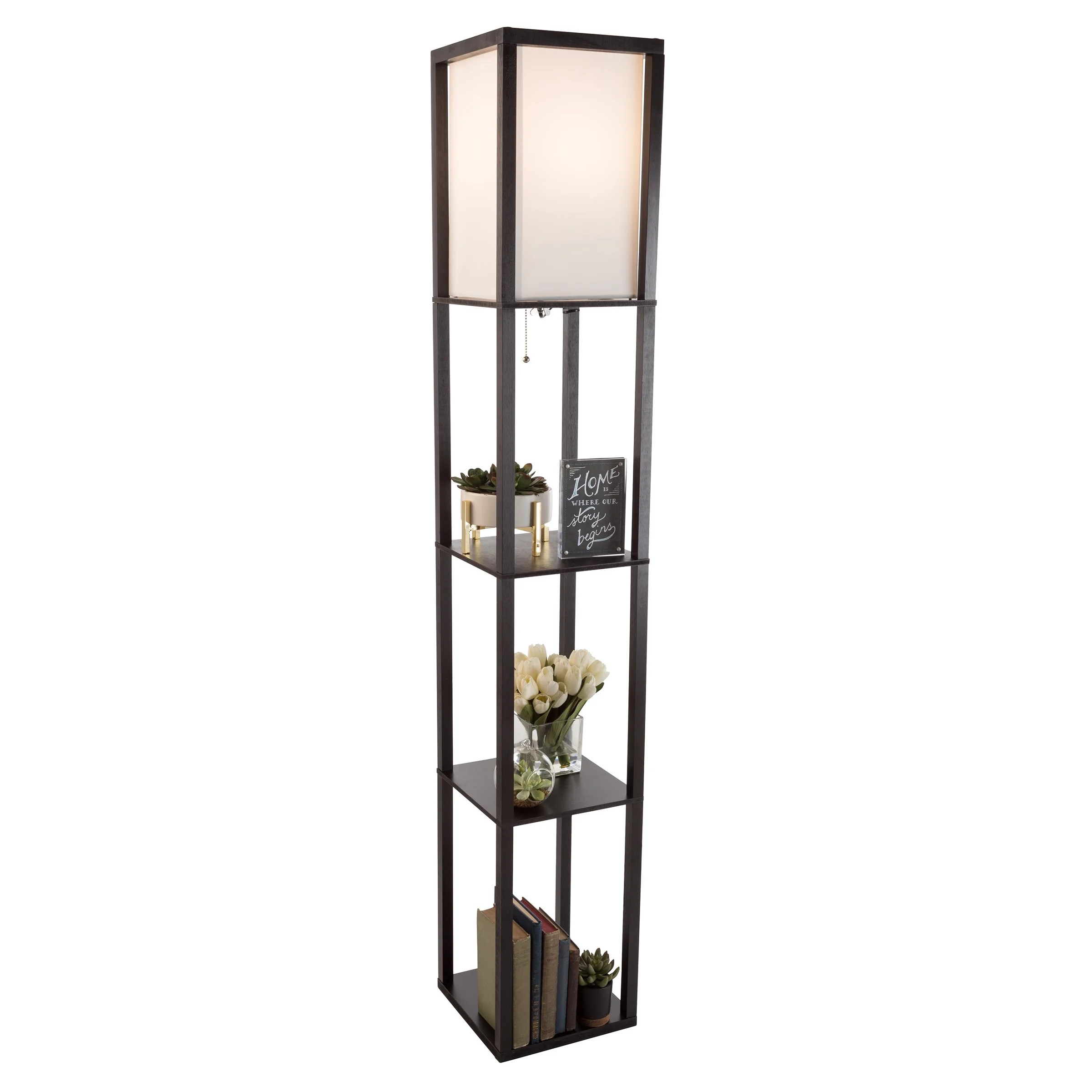 Lavish Home 62" LED Shelf Floor Lamp, Black