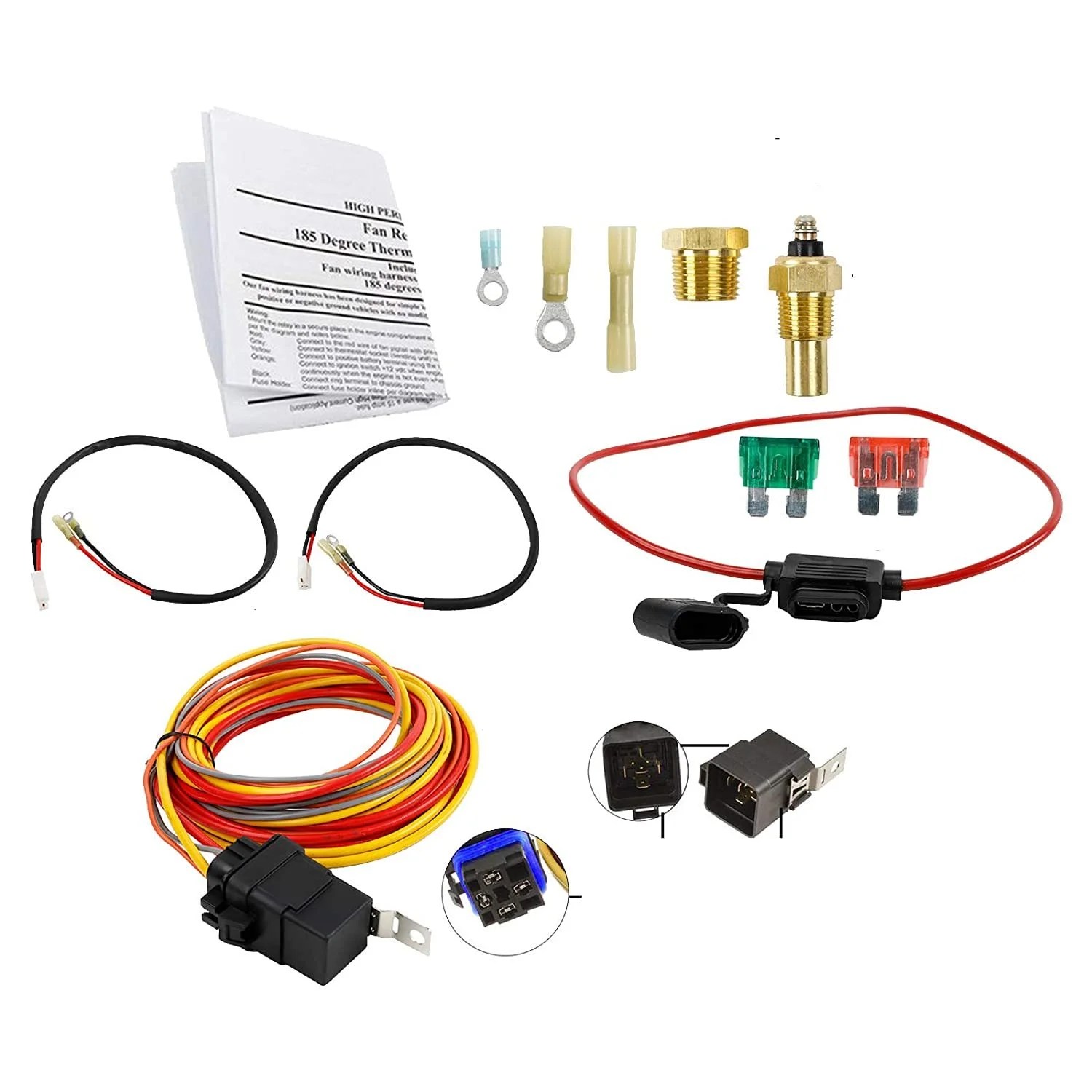 Dual Electric Cooling Fan Wiring Install Kit 185 Degree On 165 Off Engine Fan Thermostat