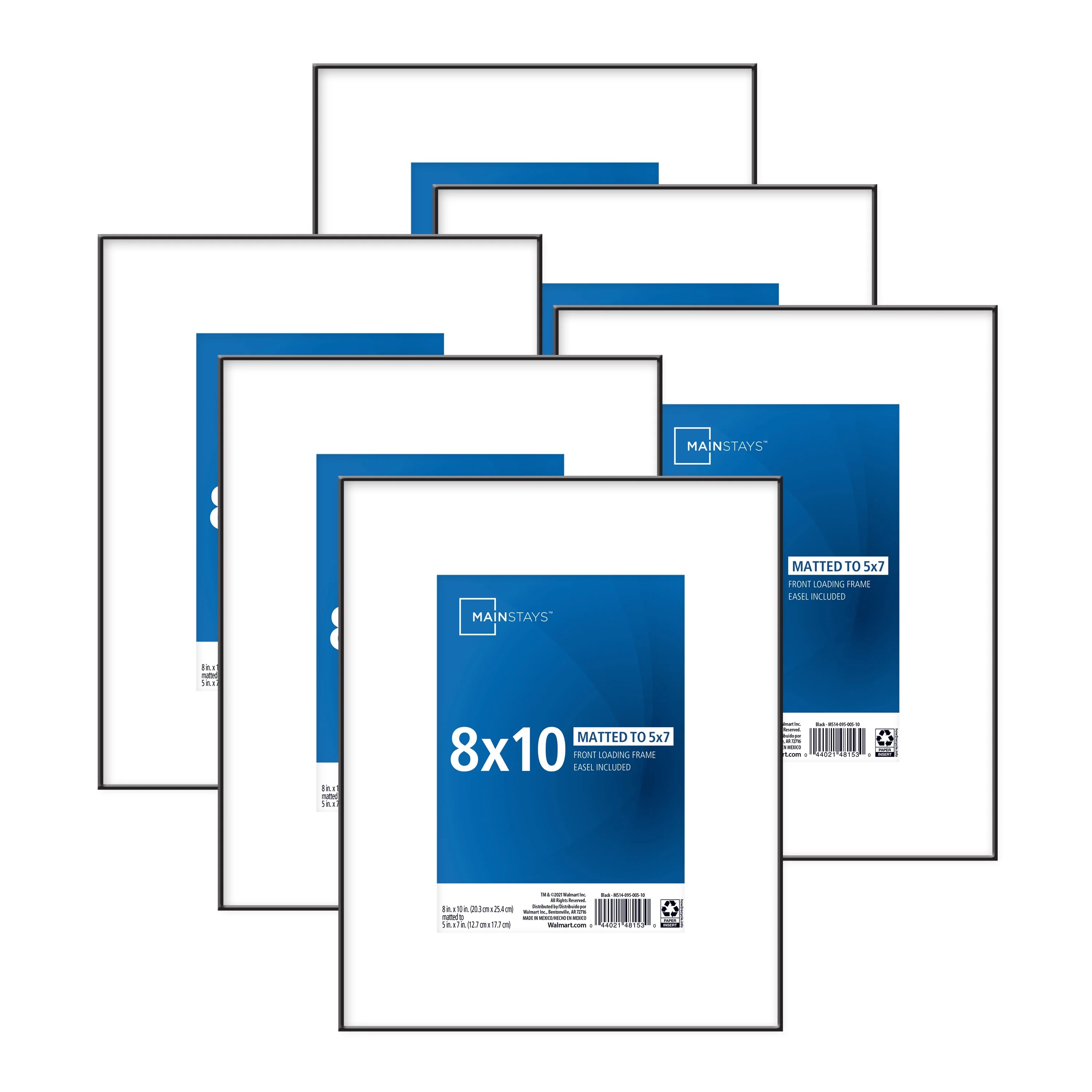 Buy Mainstays 8x10 Matted to 5x7 Front Loading Picture Frames, Black