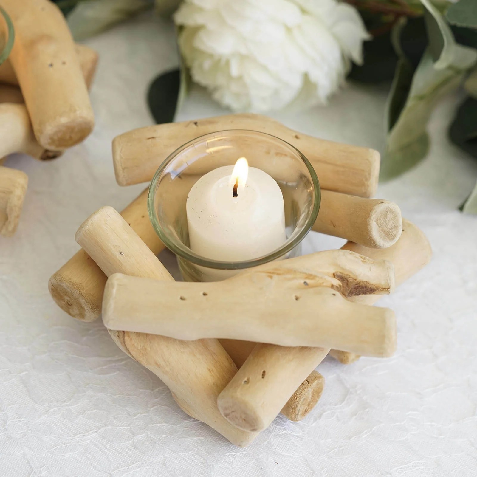 Efavormart 2.5" Tall Driftwood Candle Holder Natural Wooden Candle
