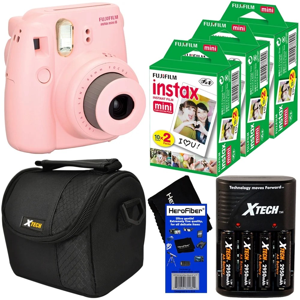 Fujifilm Instax Mini 8 Instant Film Camera (Pink) + Fujifilm Instax