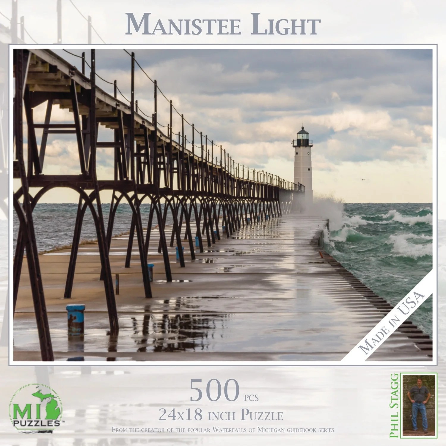 MI Puzzles Phil Stagg Photography Manistee Lighthouse 500 Piece Puzzle