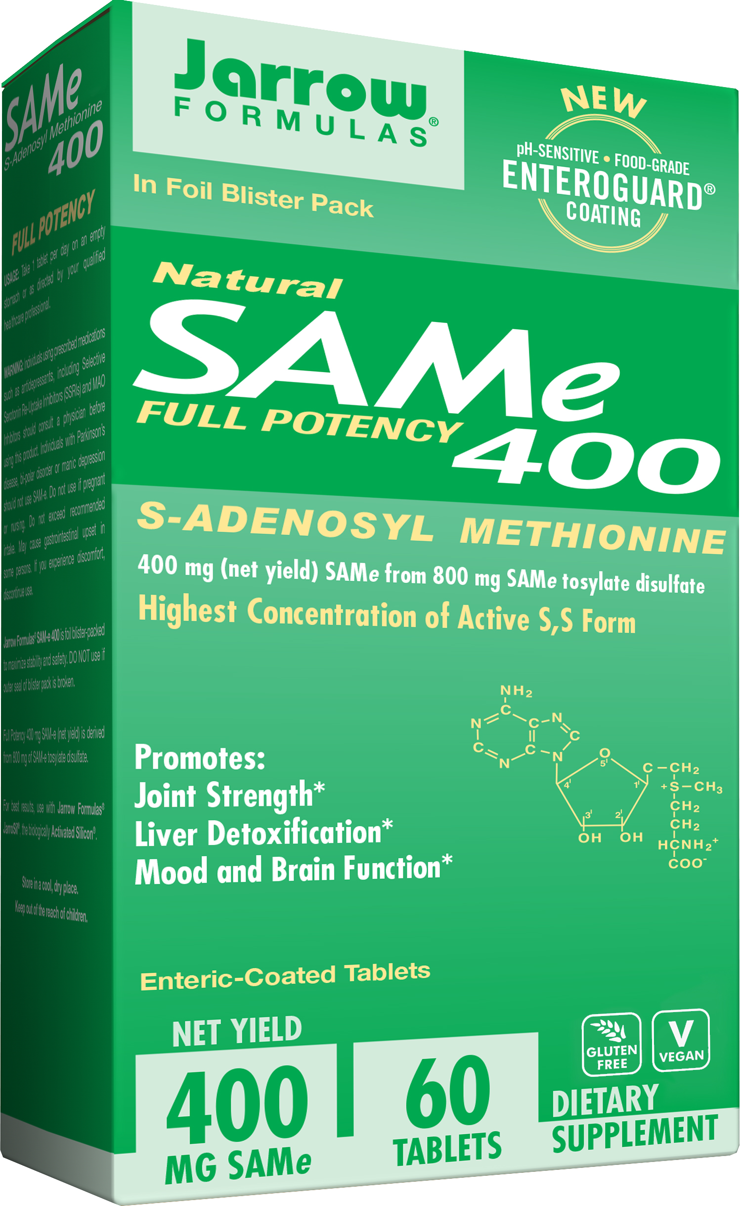 Jarrow Formulas SAMe, Promotes Joint Strength and Mood, 400 mg, 60