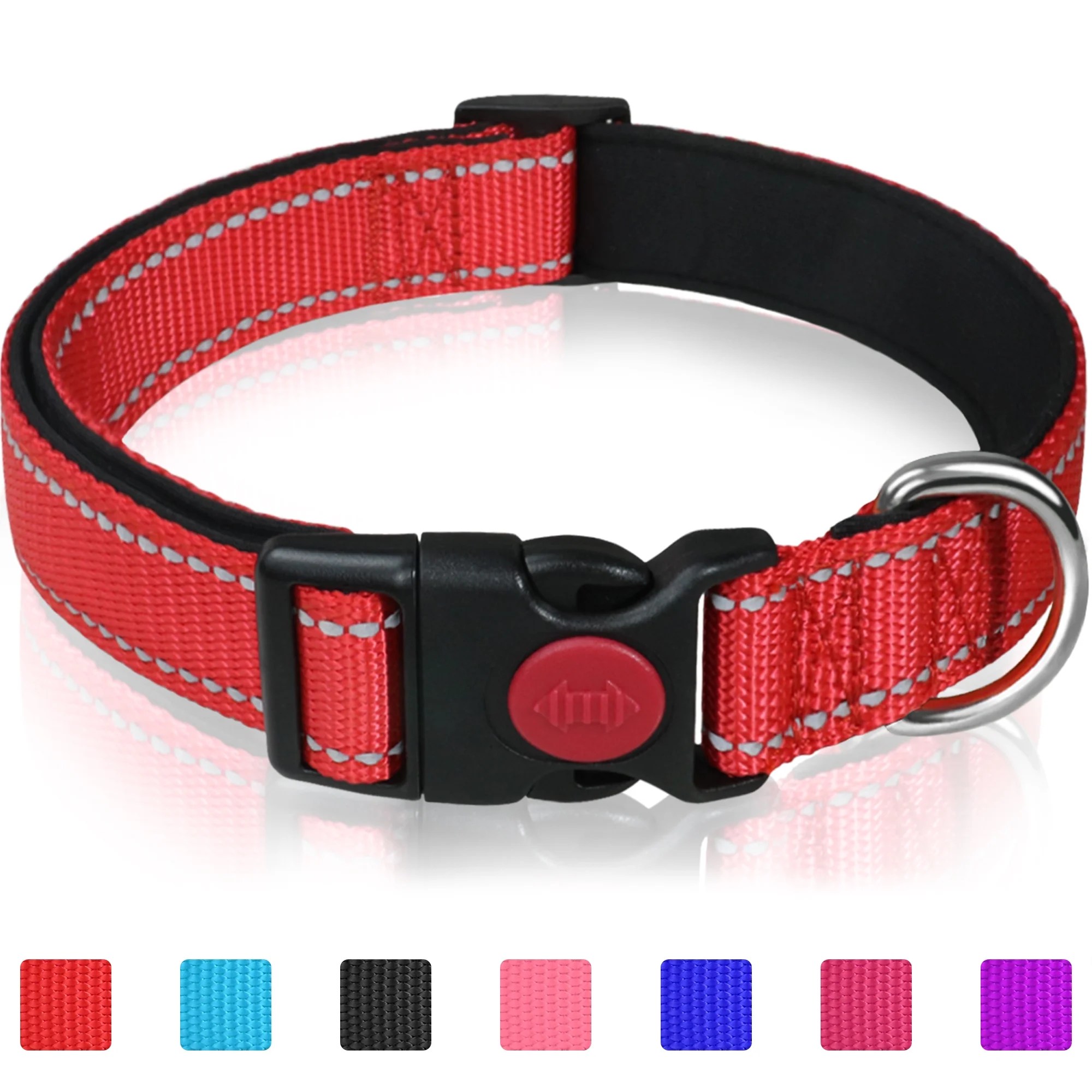 Taglory Reflective Dog Collar with Locking Buckle, Adjustable Nylon