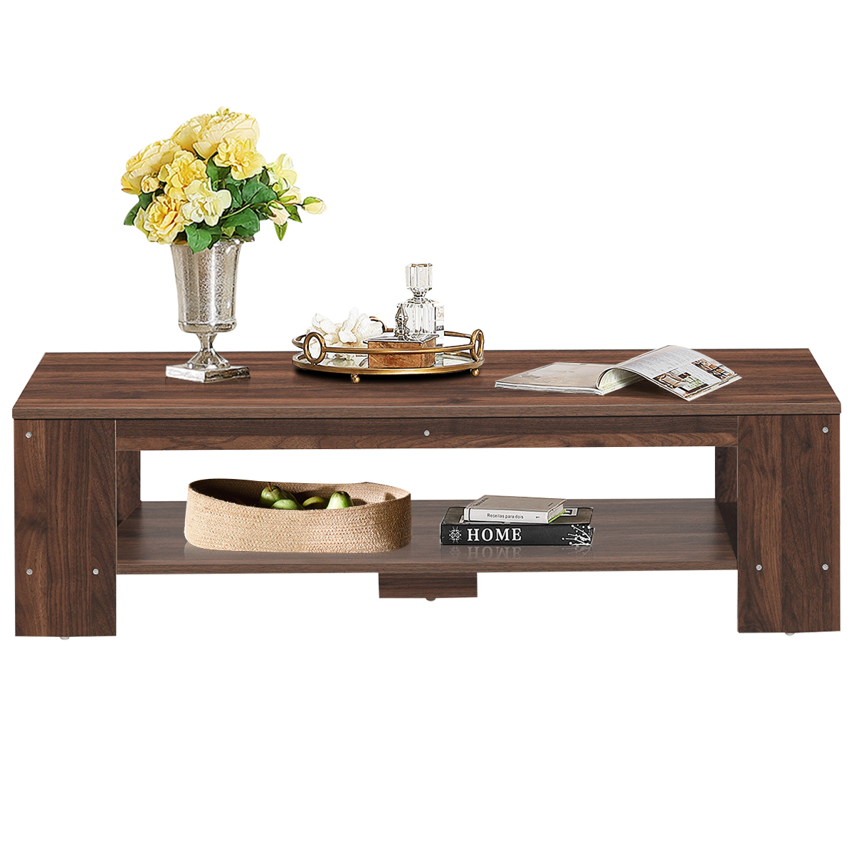 Results single two dozen of 10966 results 1 lxxxi of lxxxi pep pill and lower drawer stretchers with drawer dividers solidly limbert style coffee table project design finishing a very. Topbuy Rustic Wood Coffee Table Rectangular Coffee Table With Storage Shelf Walmart Com Walmart Com