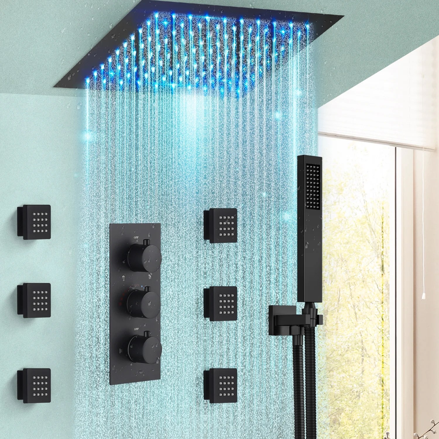 Buy EVERSTEIN Rainfall Shower Faucet Set, 12 Inch Luxury LED