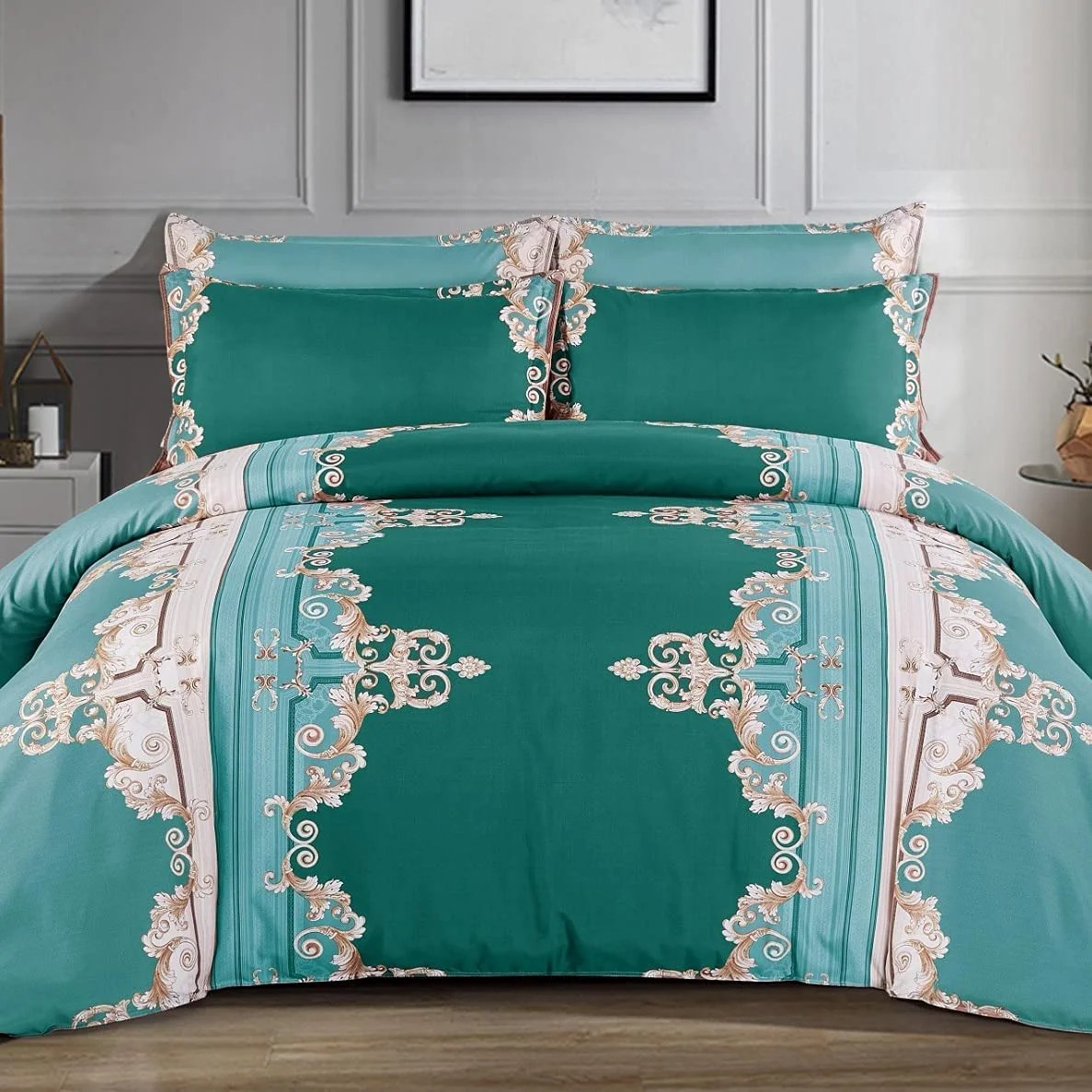 Shatex Green Comforter 2 Piece All Season Bedding Motif Textured