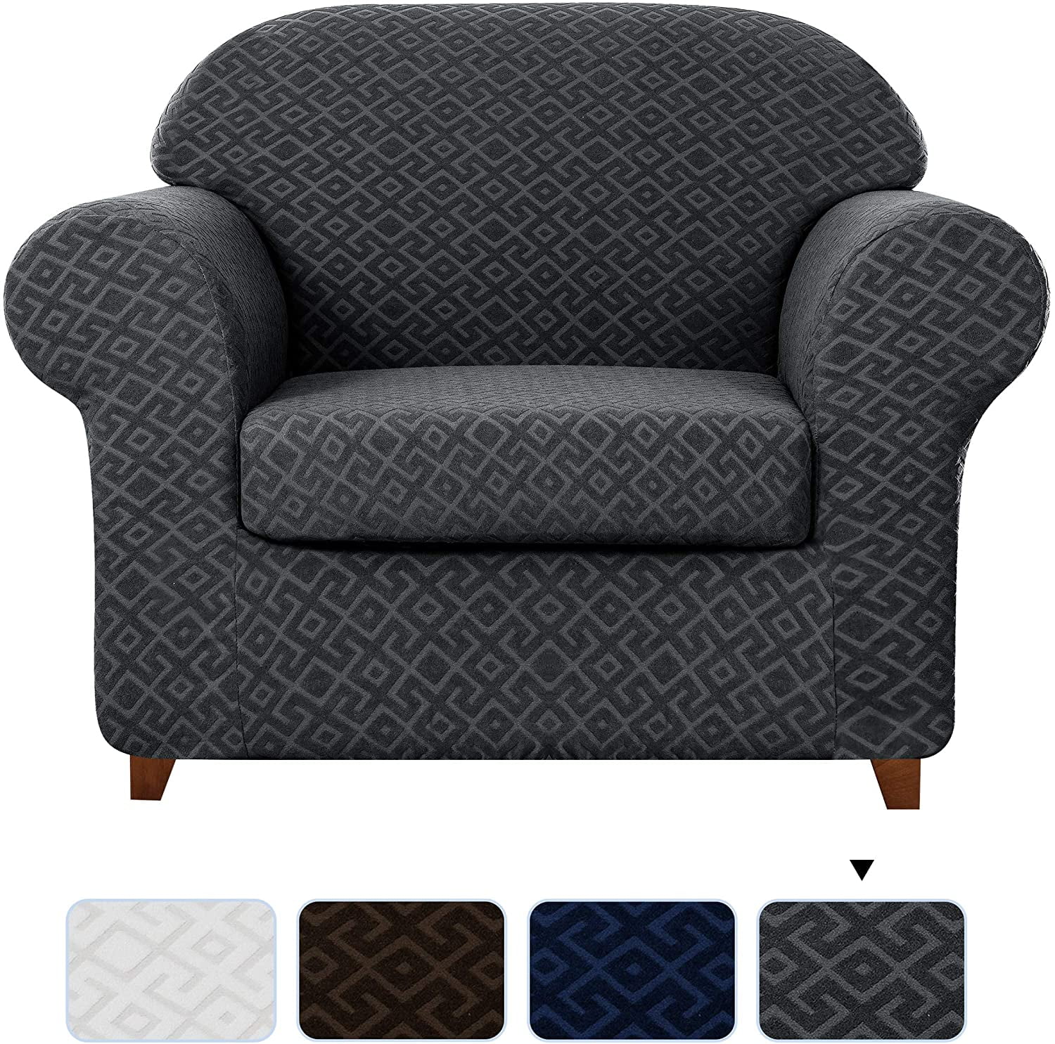 Subrtex Stretch 2Piece Textured Swirl Geometric Armchair Subrtex Stretch 2Piece Textured Swirl Geometric Armchair