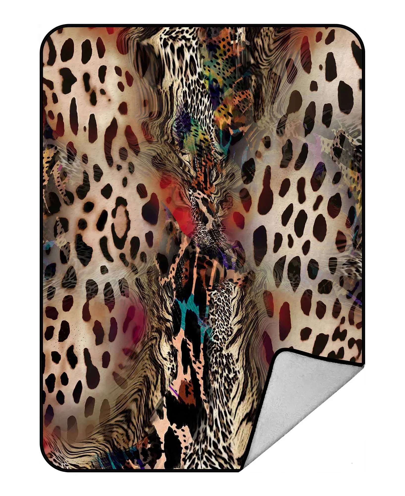 PKQWTM Animal print leopard Blanket Crystal Velvet Throw Bed Blanket