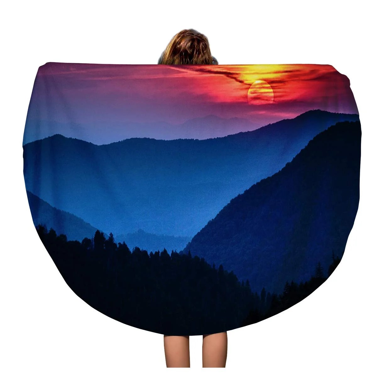 KDAGR 60 inch Round Beach Towel Blanket Great Smoky Mountains National