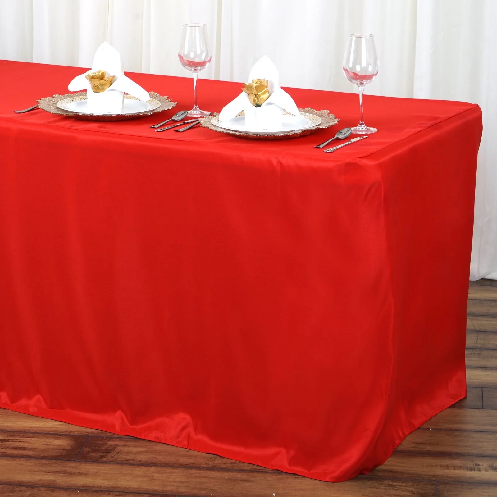 BalsaCircle 6 feet Red Fitted Polyester Tablecloth