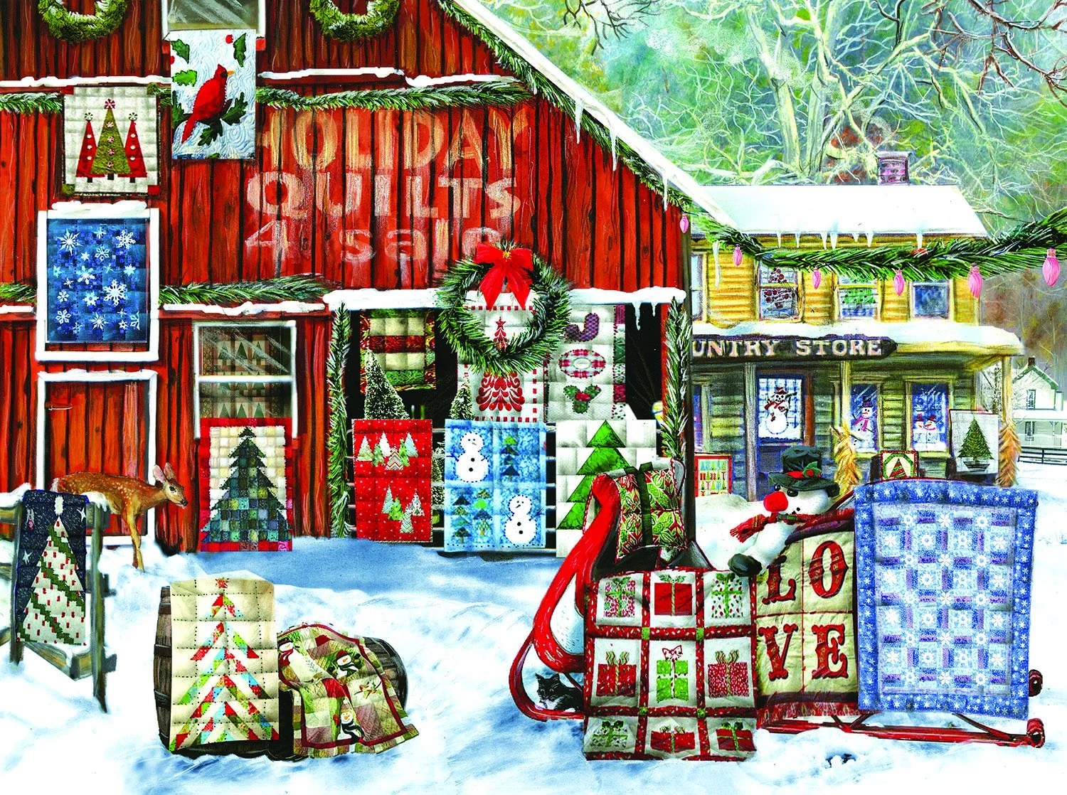 Holiday Quilts 1000 Piece Jigsaw Puzzle by, Holiday Quilts 1000 Piece Jigsaw Puzzle by SunsOut