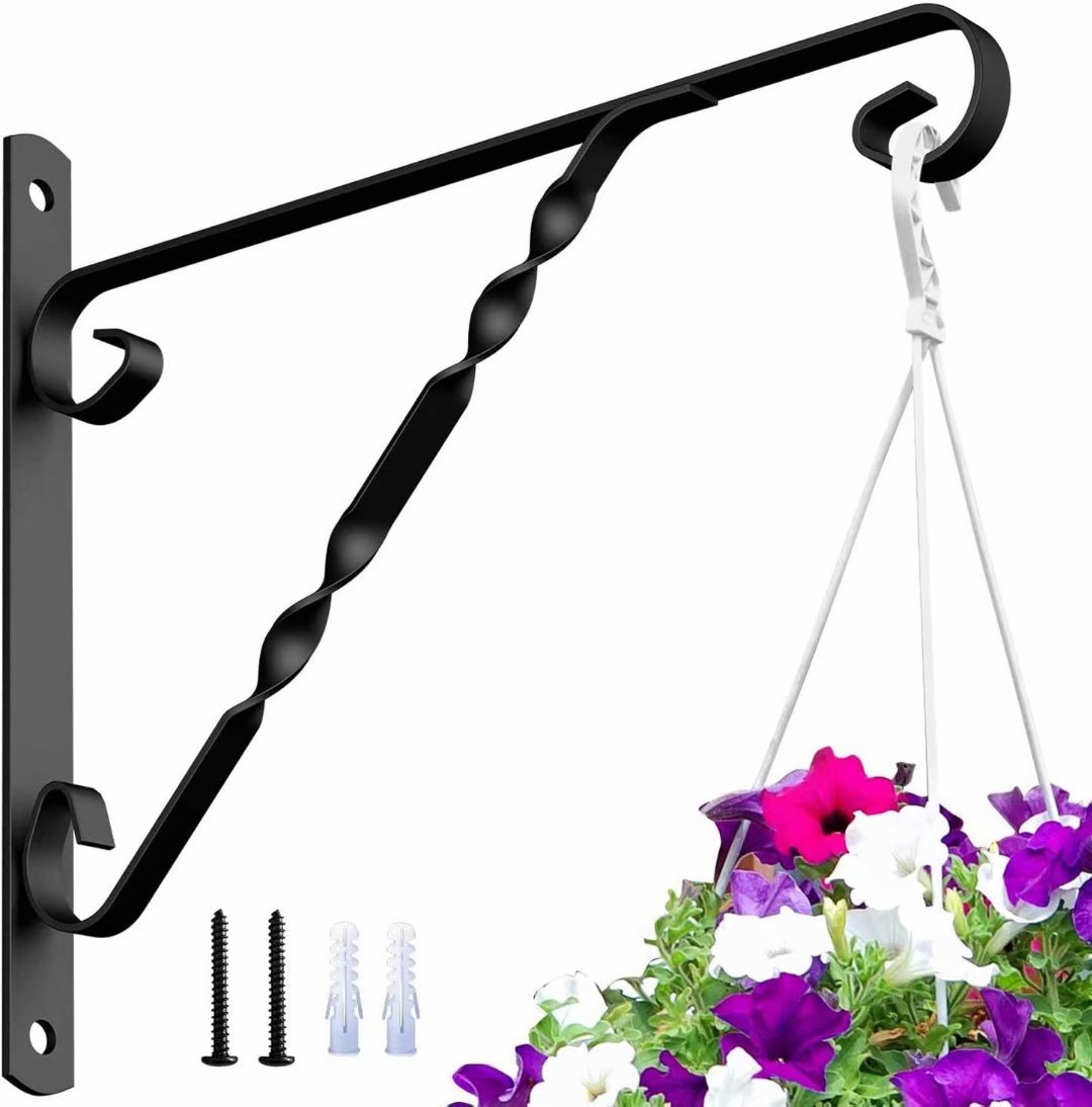Hanging Plants Bracket 12'' Wall Planter Hook Flower Pot Bird Feeder