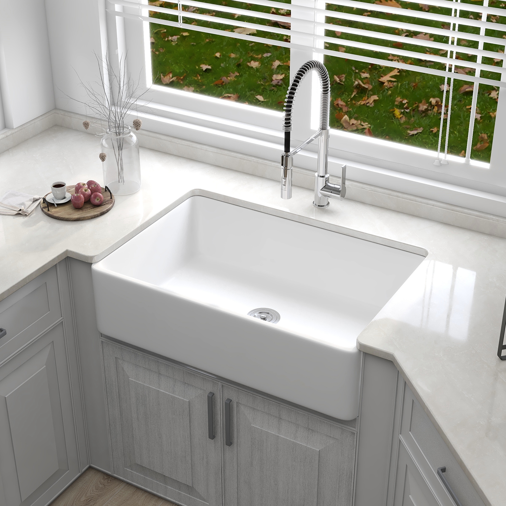 DeerValley DV1K119 33" L x 20" W Ceramic Rectangular Farmhouse Kitchen