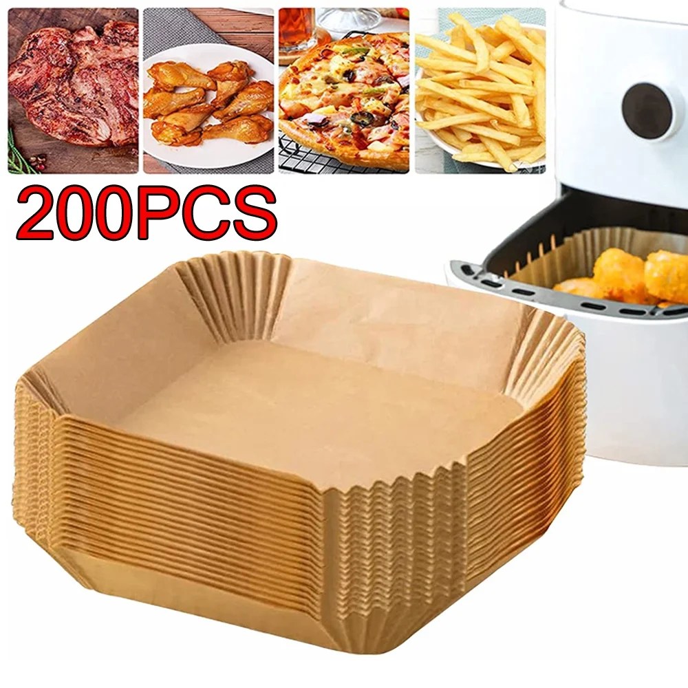 200Pcs Air Fryer Disposable Paper Liner, Square NonStick Parchment