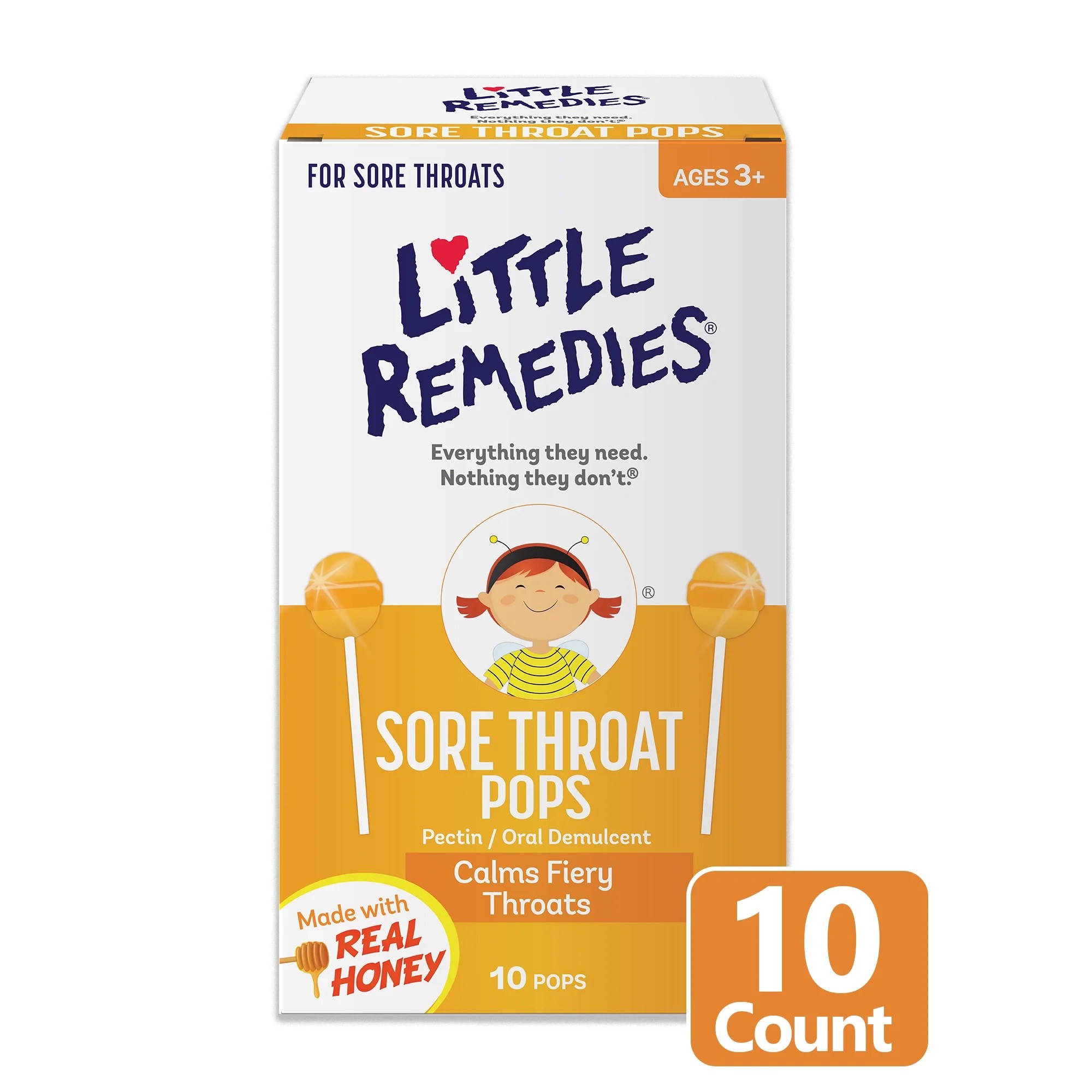 Little Remedies Sore Throat Pops, Made With Real Honey, 10 Count