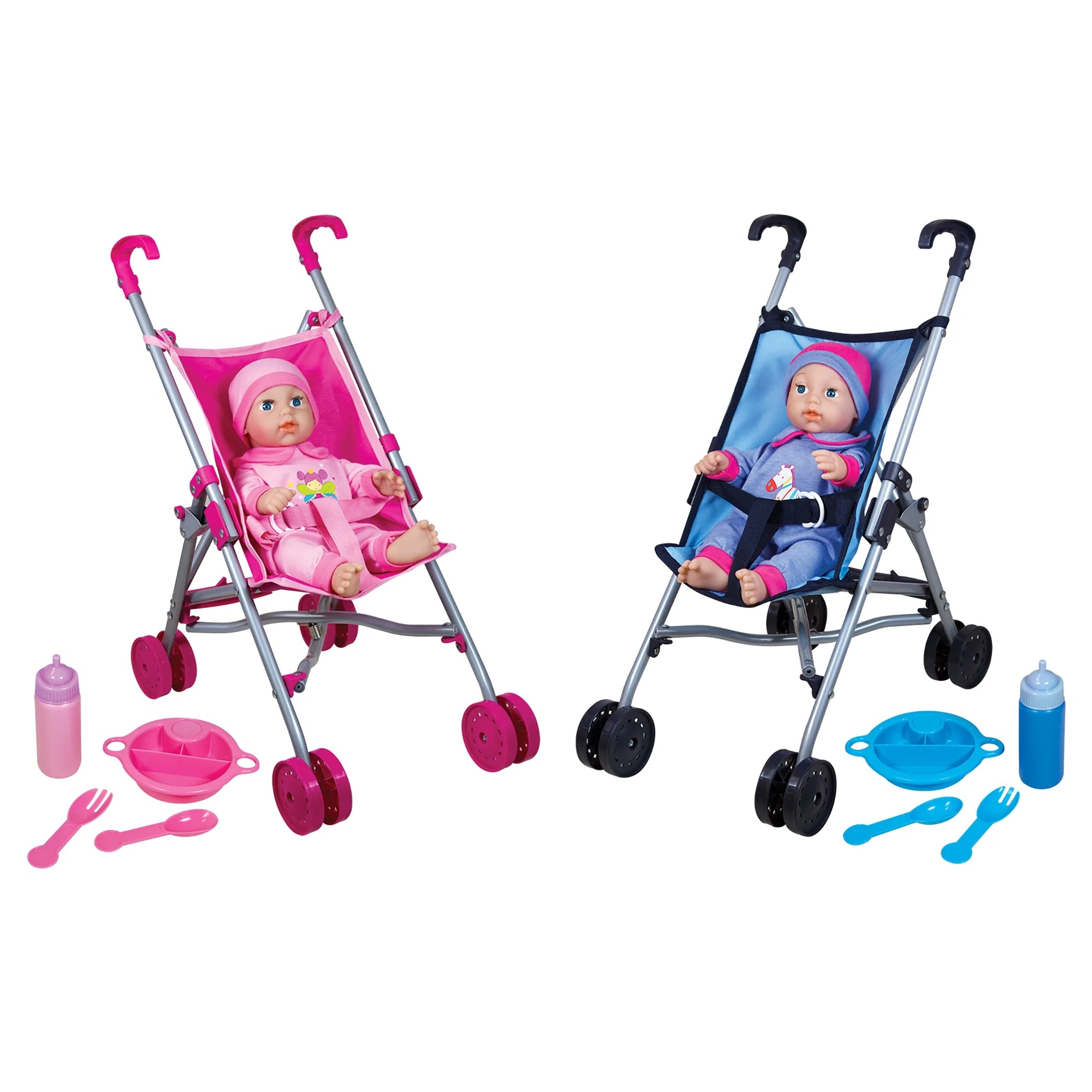 Lissi Baby Doll Umbrella Stroller Twin Set with 2 Toy Baby