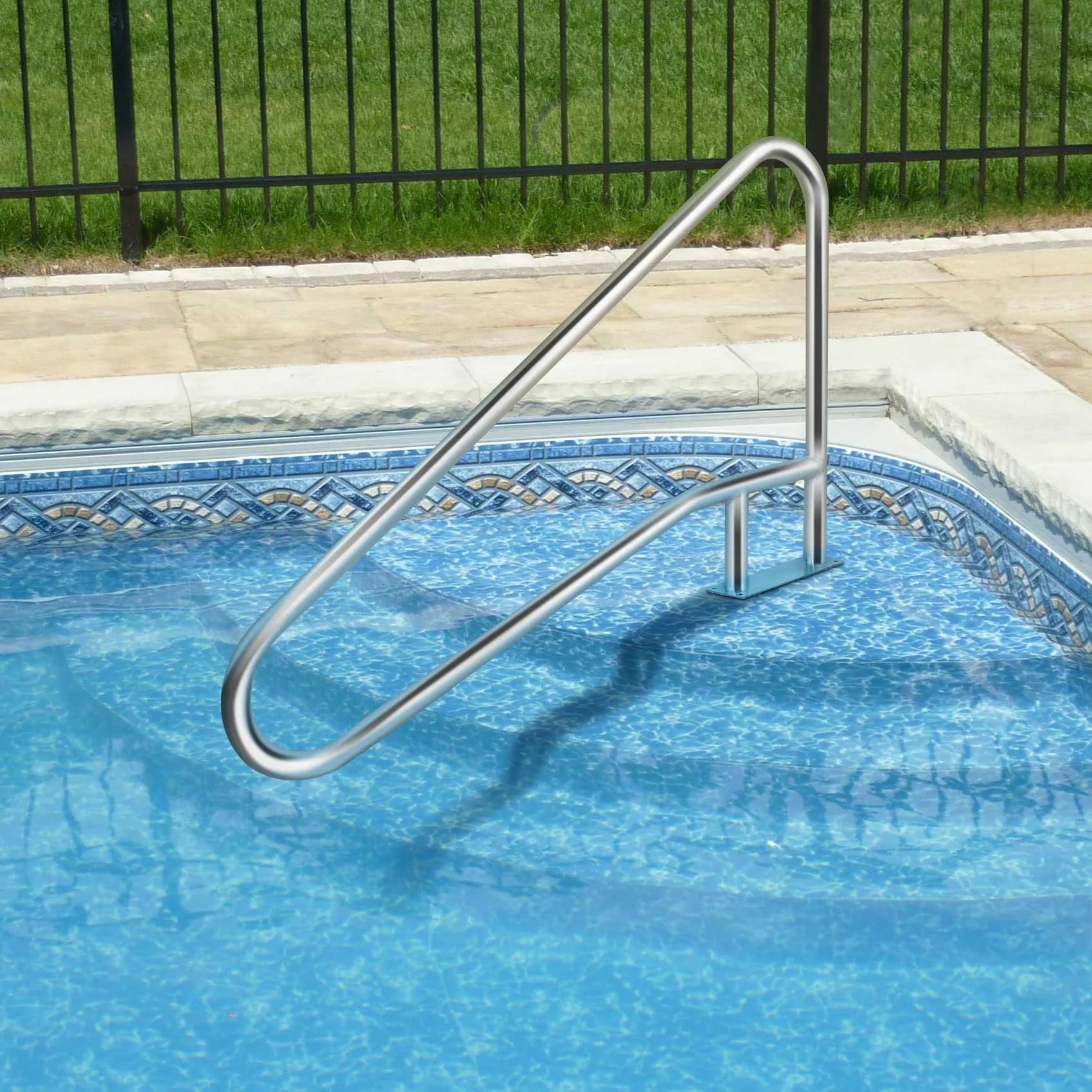 TCFUNDY Pool Handrail, 57"x33" Swimming Pool Stair Rail, 304 Stainless