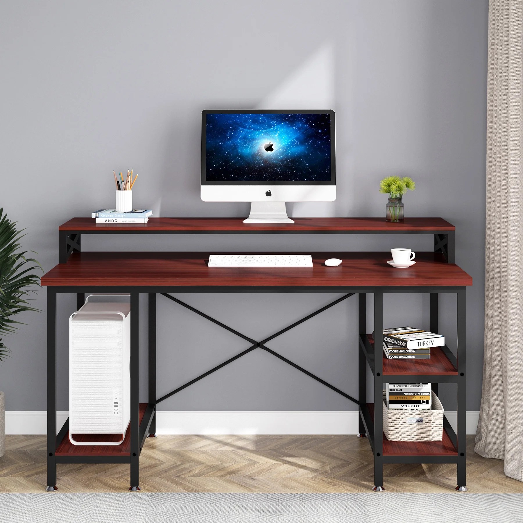 Tribesigns 55 inch Computer Desk, Large Modern Office Desk Computer Tribesigns 55 inch Computer Desk, Large Modern Office Desk Computer
