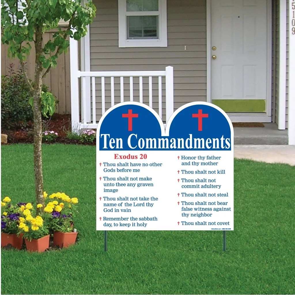 Ten Commandments Shaped Yard Sign with Stakes Religious (Shape Cut
