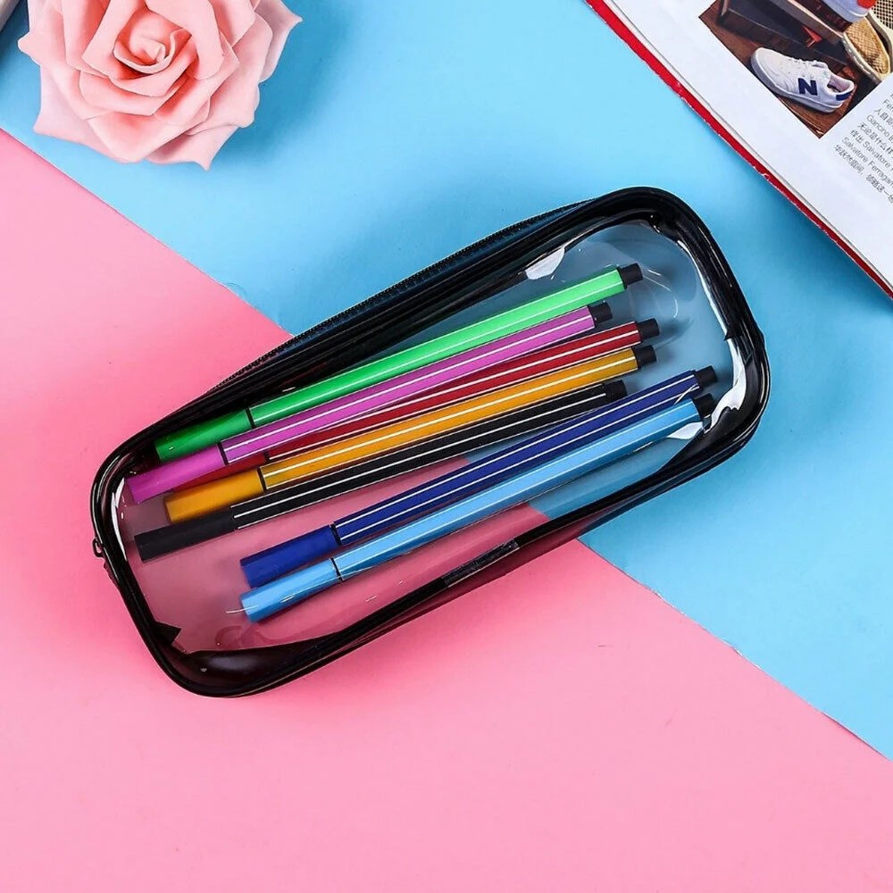 Clear Pencil Case, Pencil Pouch Pen Bag Cosmetic Pouch Transparent PVC