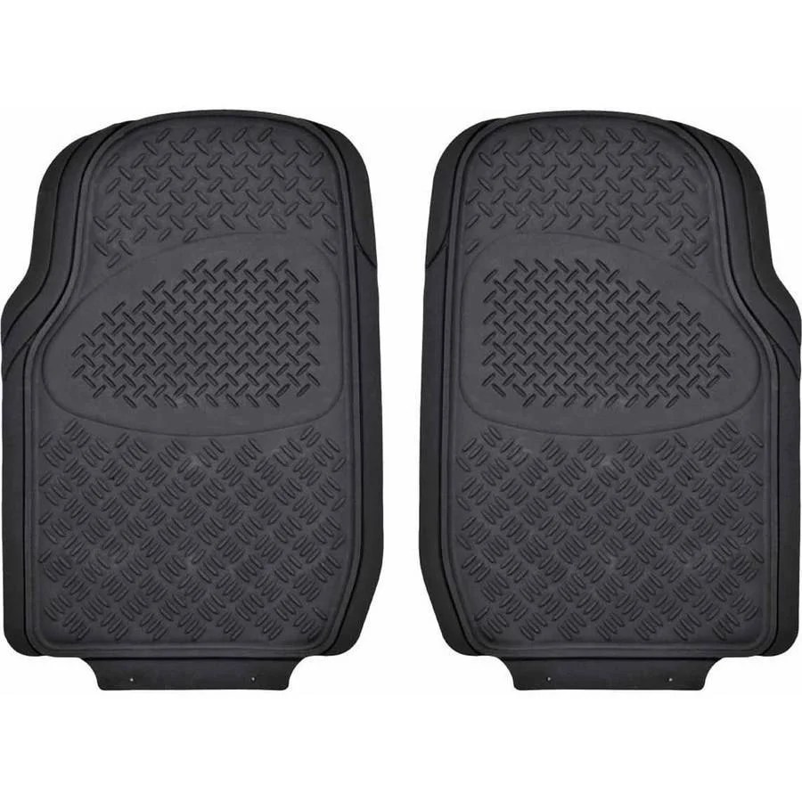 BDK Front Car Floor Mats, 2Piece Heavy Duty Floor Protection, Black