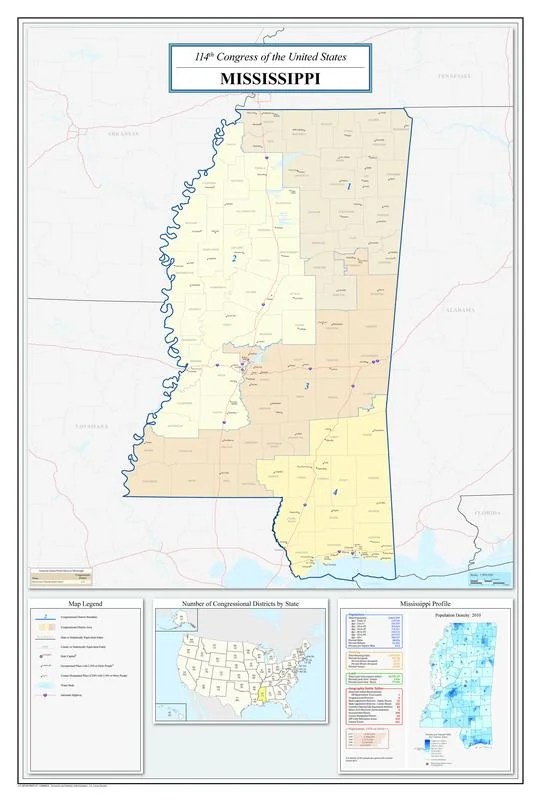 Mississippi Senate District Map Mississippi Congressional District Map (114th Congress) 11 Inch By 17