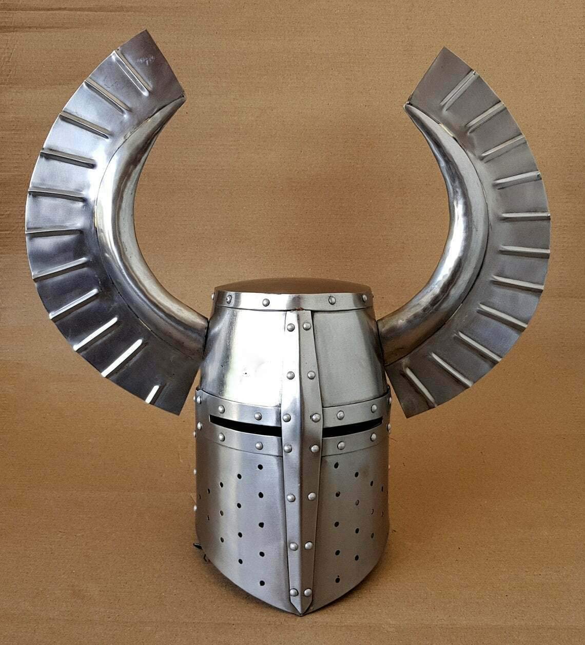 NauticalMart Templar Horn Fantasy Warrior Helmet SCA LARP Knight Helmet