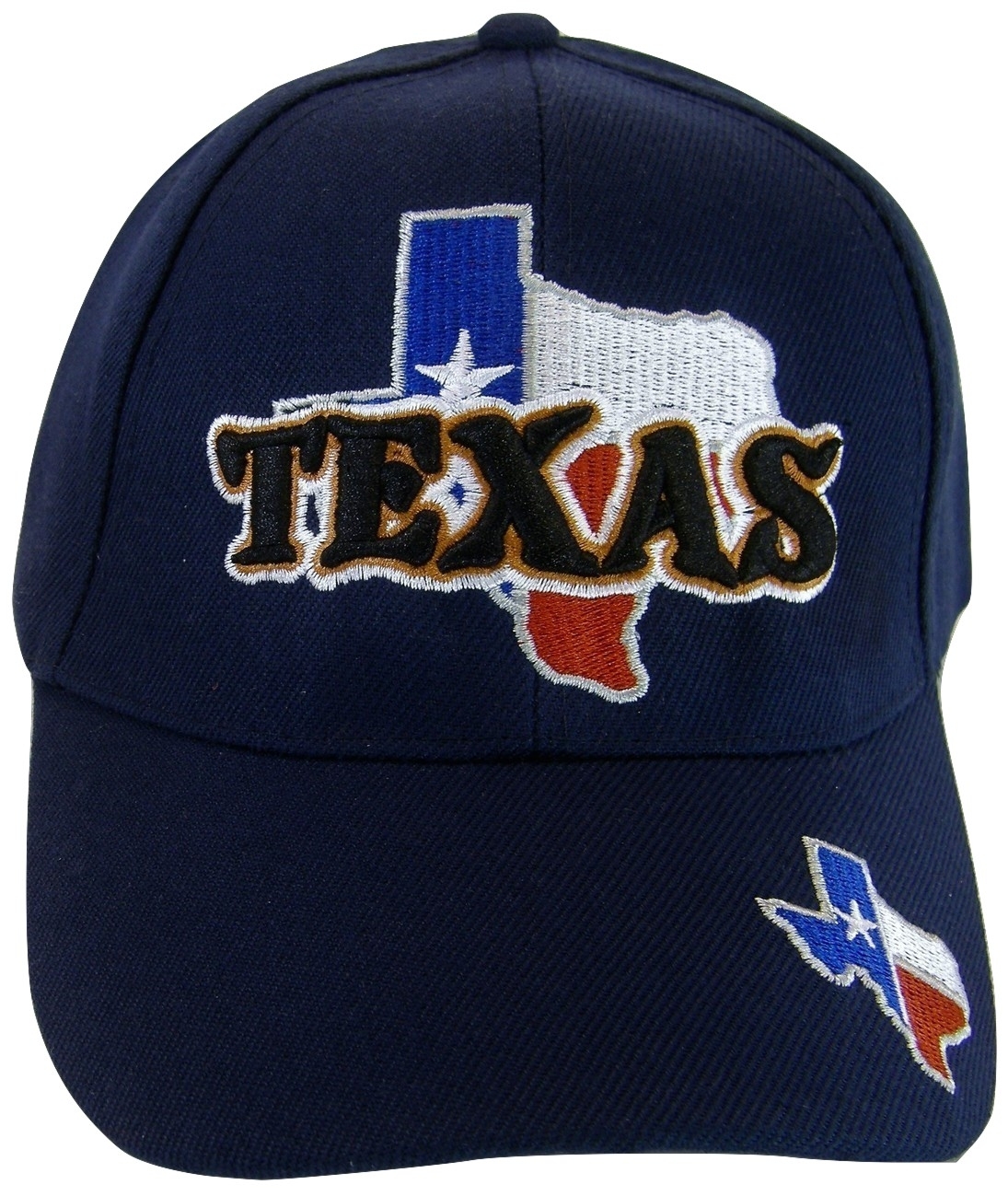 Texas State Outline Red White & Blue Adjustable Baseball Cap (Navy