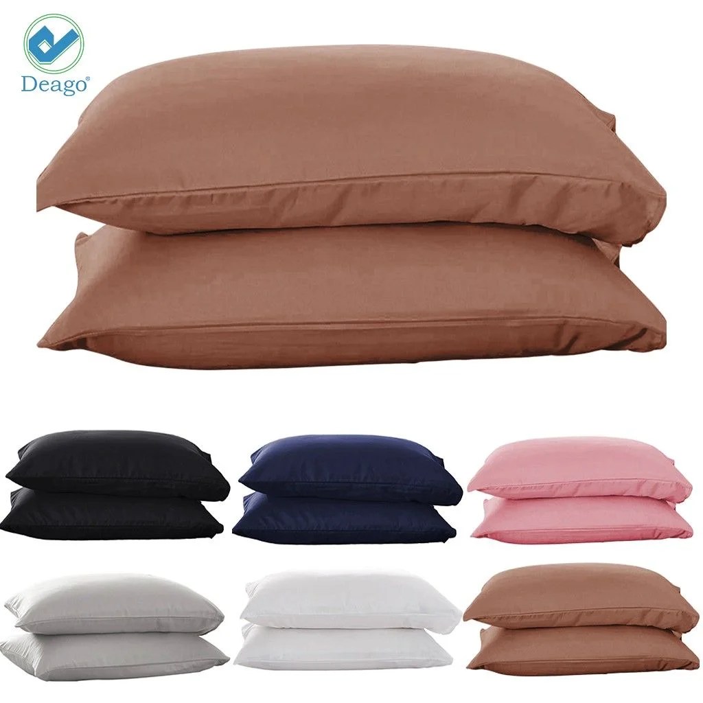 Deago Set of 2 Pure Cotton Bed Pillow Case Pillow Covers Ultra Soft Solid Pillowcases Queen