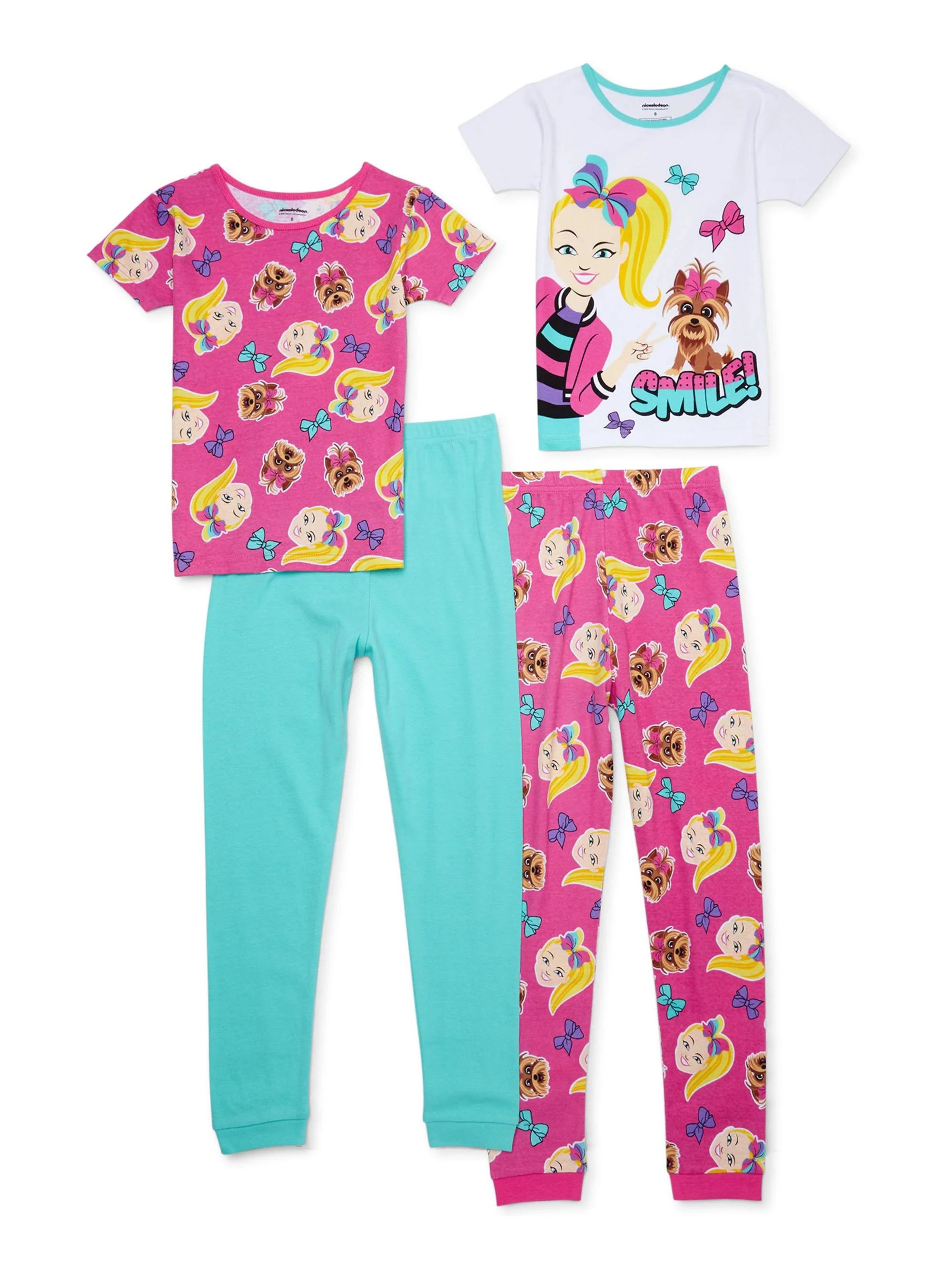 Jojo Siwa Girls Tight Fit Pajamas, 4piece Set, Sizes 416