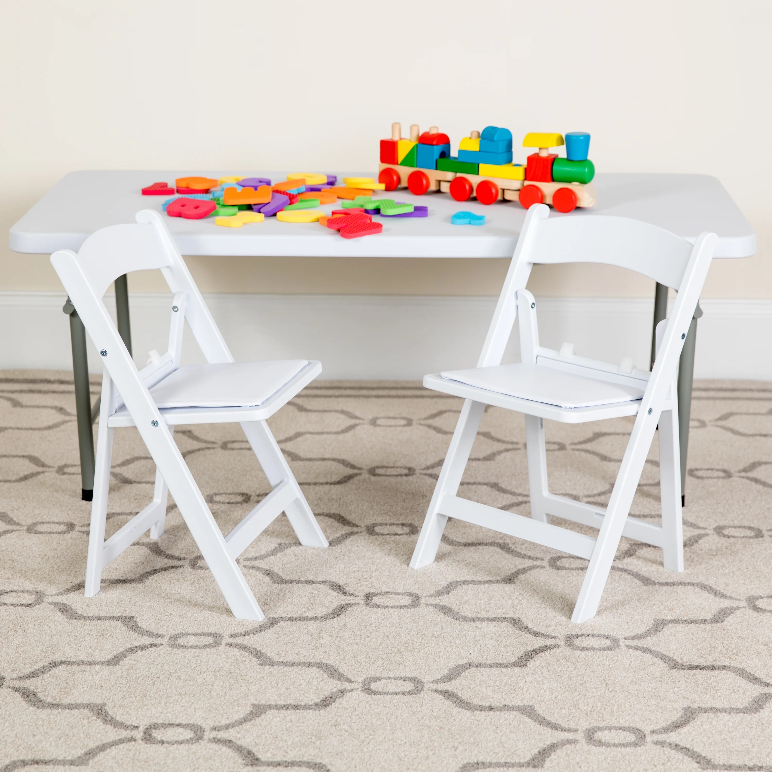 Flash Furniture Kids Folding Chairs with Padded Seats Set of 2 White