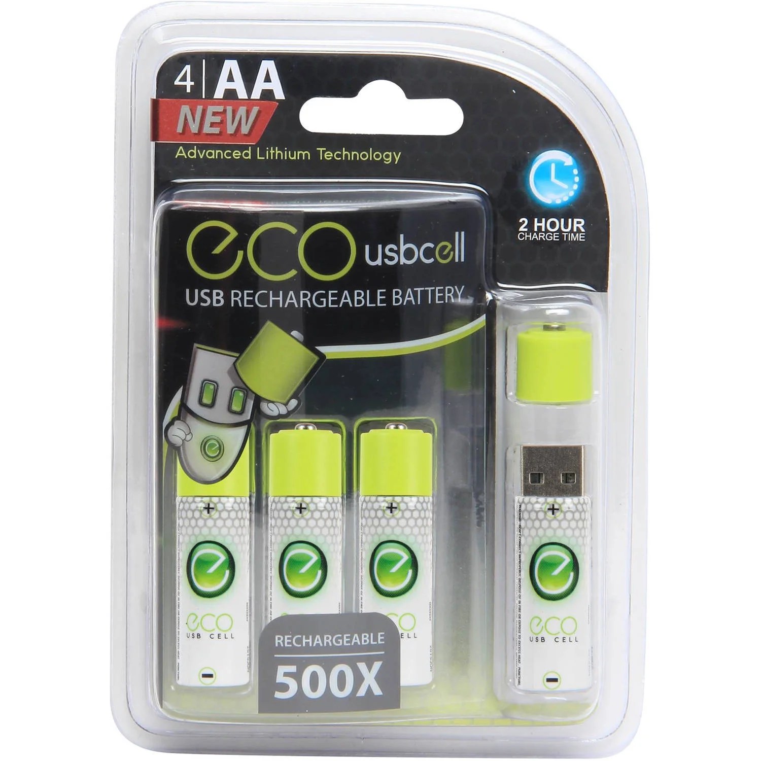 Eco USBcell AA USB Rechargeable Batteries, 4 count