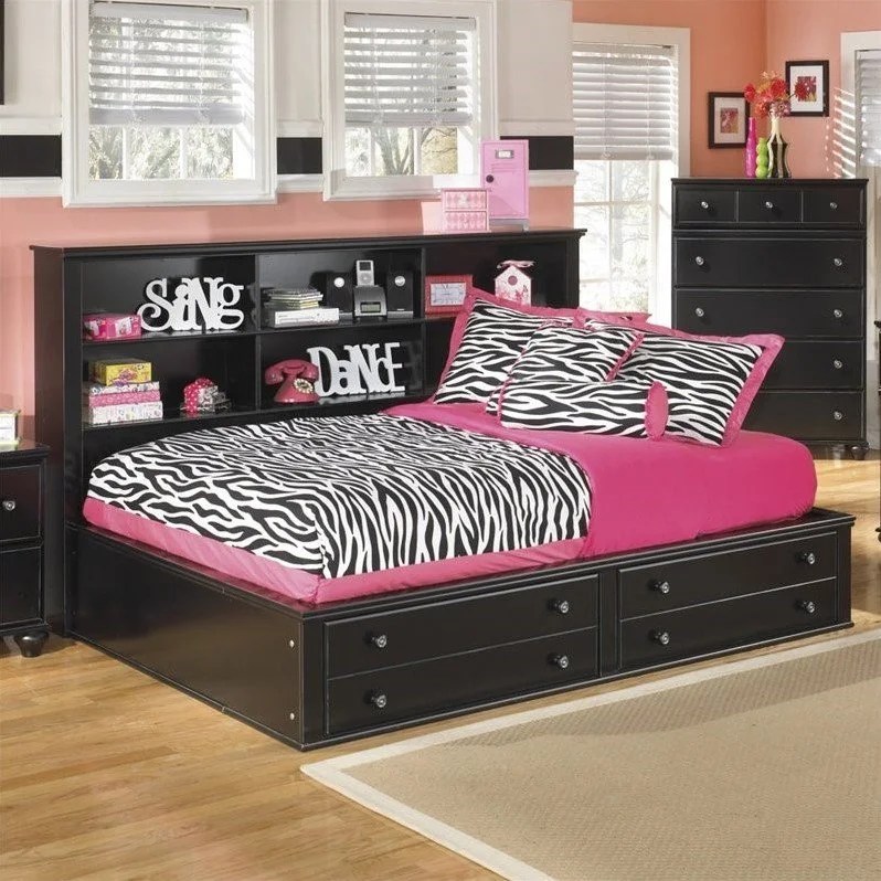 Ashley Jaidyn Wood Twin Bookcase Mates Bed in Black Ashley Jaidyn Wood Twin Bookcase Mates Bed in Black