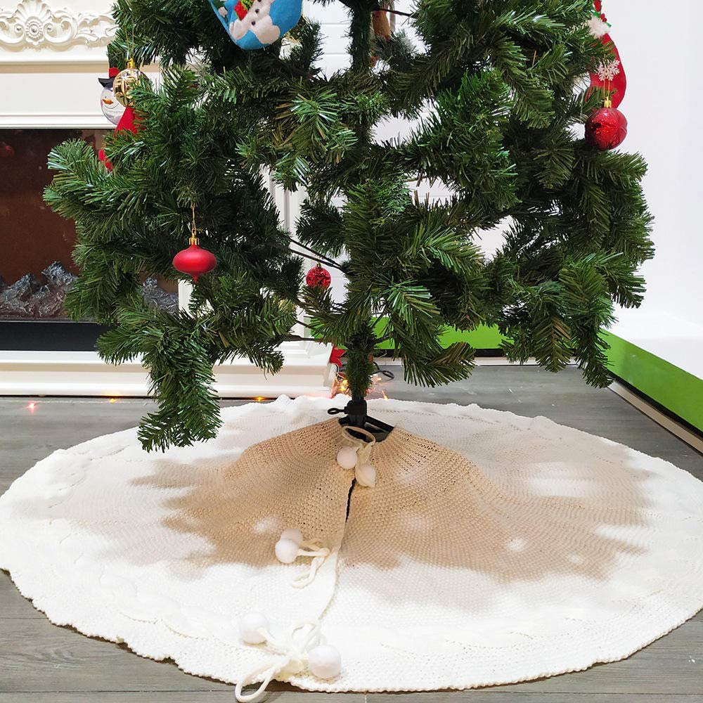Christmas Tree Skirt, 48 inches Luxury Knit Christmas Tree