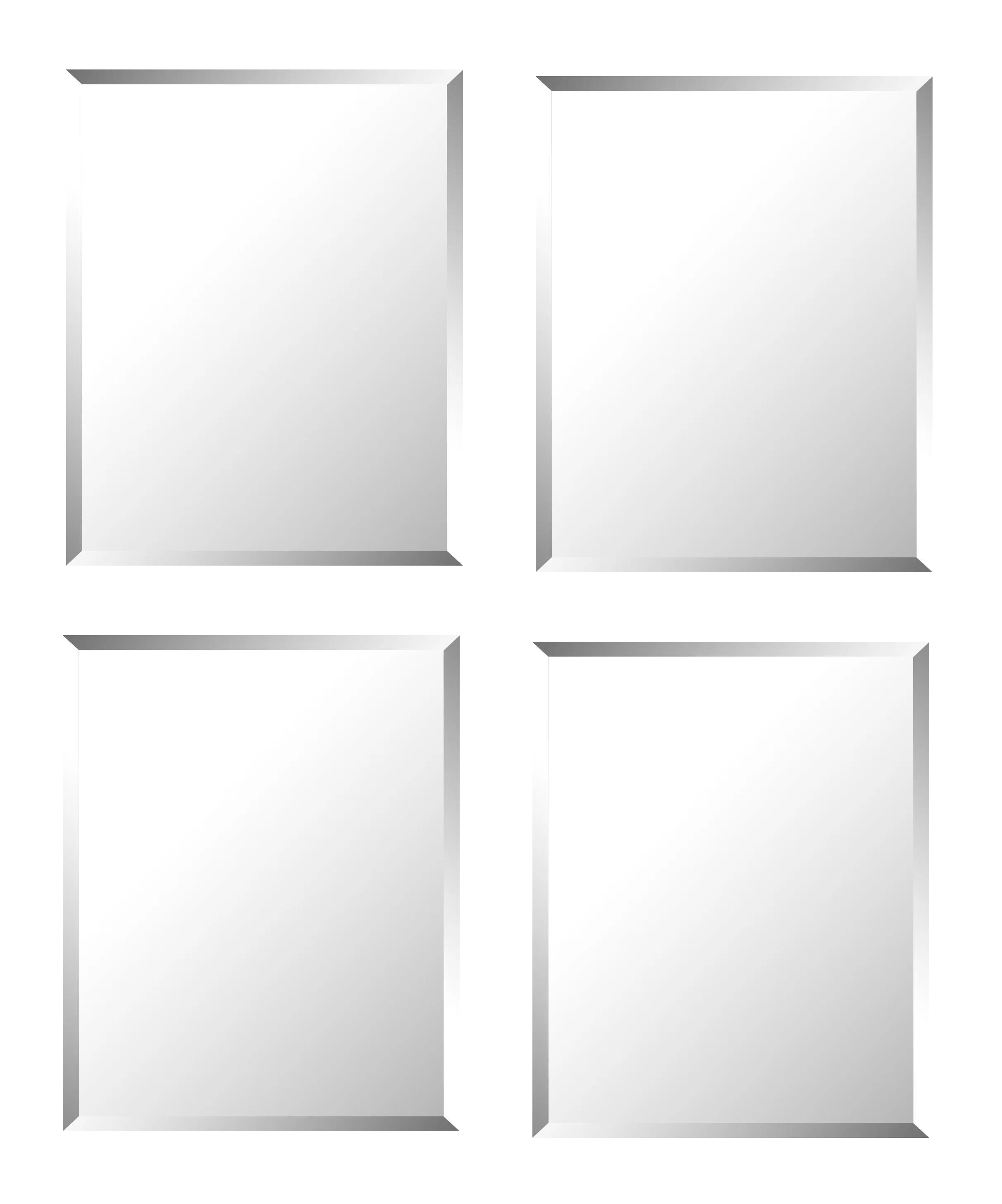 8x10 inches Set of 4 Frameless Beveled Wall Mirror Rectangle Hanging Industrial Silver Sets