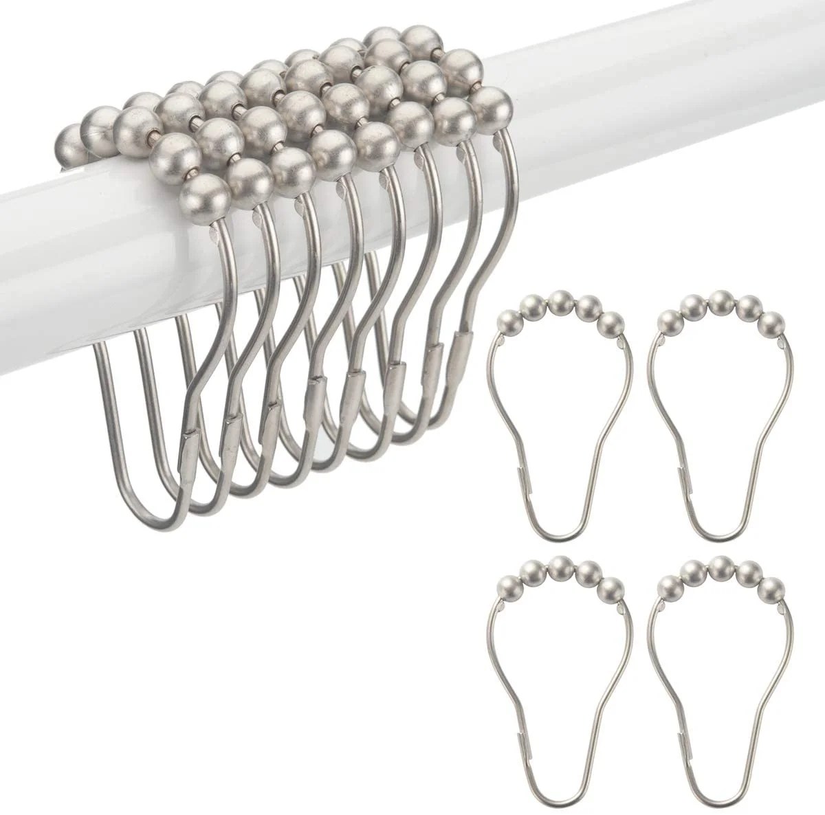 Shower Curtain Hooks Rings, Rustresistant Metal Rings For Bathroom Rods Curtains Set Of 12