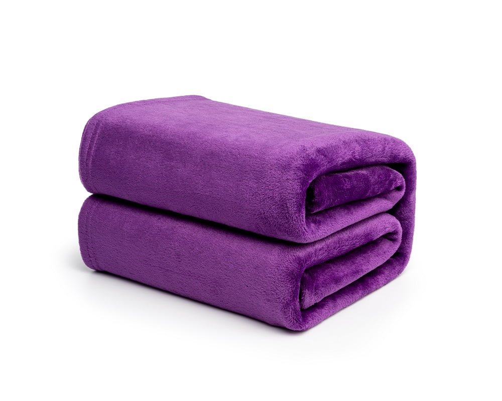 Brooklyn Jax Solid Plush Fleece King Blanket, Purple color