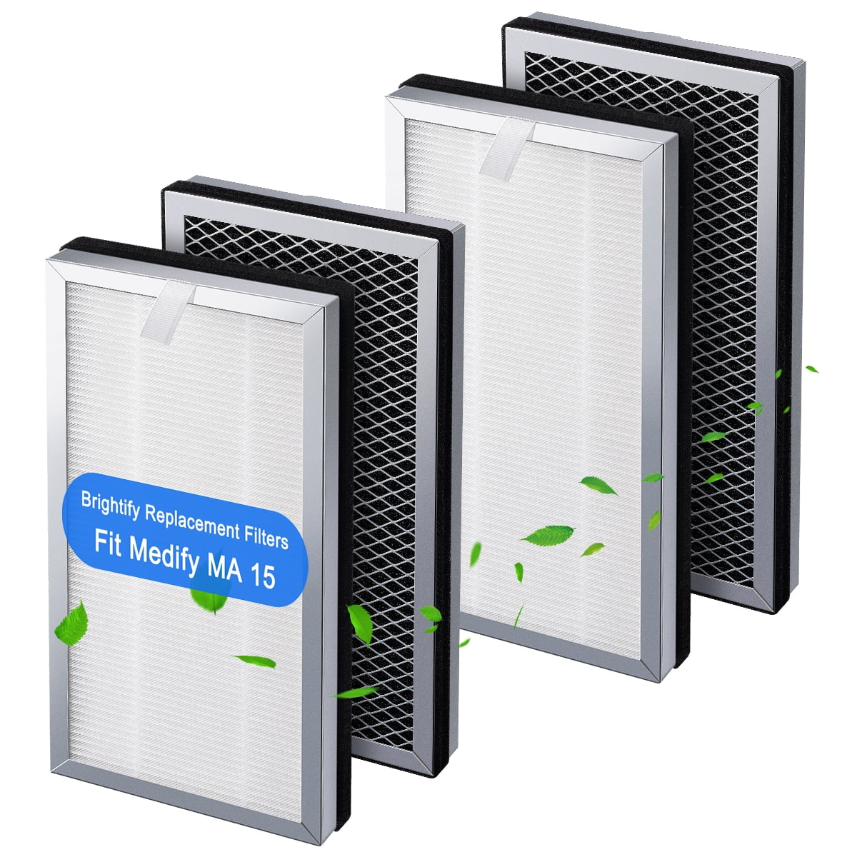Brightify 4 Packs Replacements for Medify MA 15 Filter, True HEPA Air Filters for Medify Air