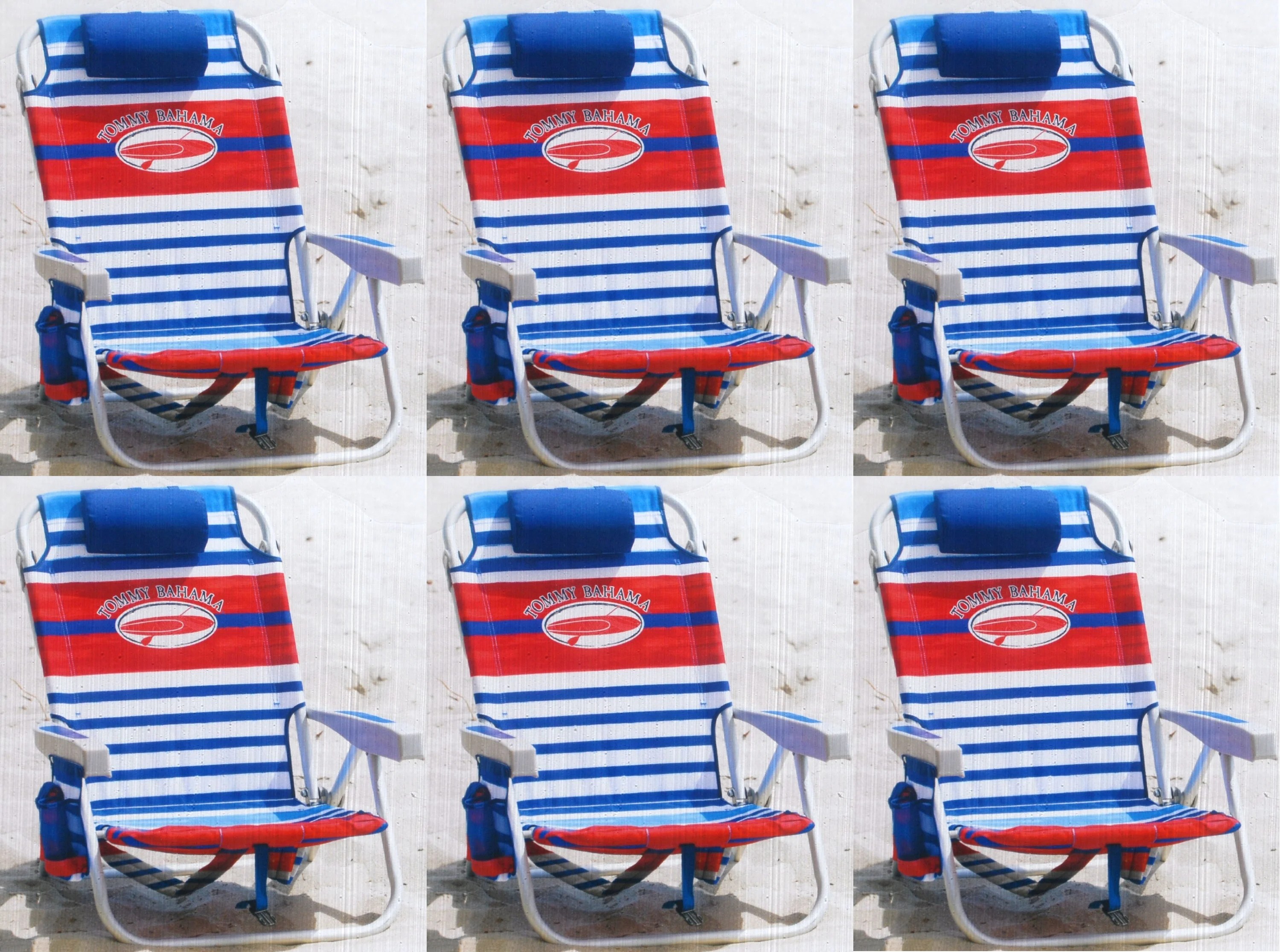 Tommy Bahama Backpack Chair, Red, White, and Blue Stripes Tommy Bahama Backpack Chair, Red, White, and Blue Stripes