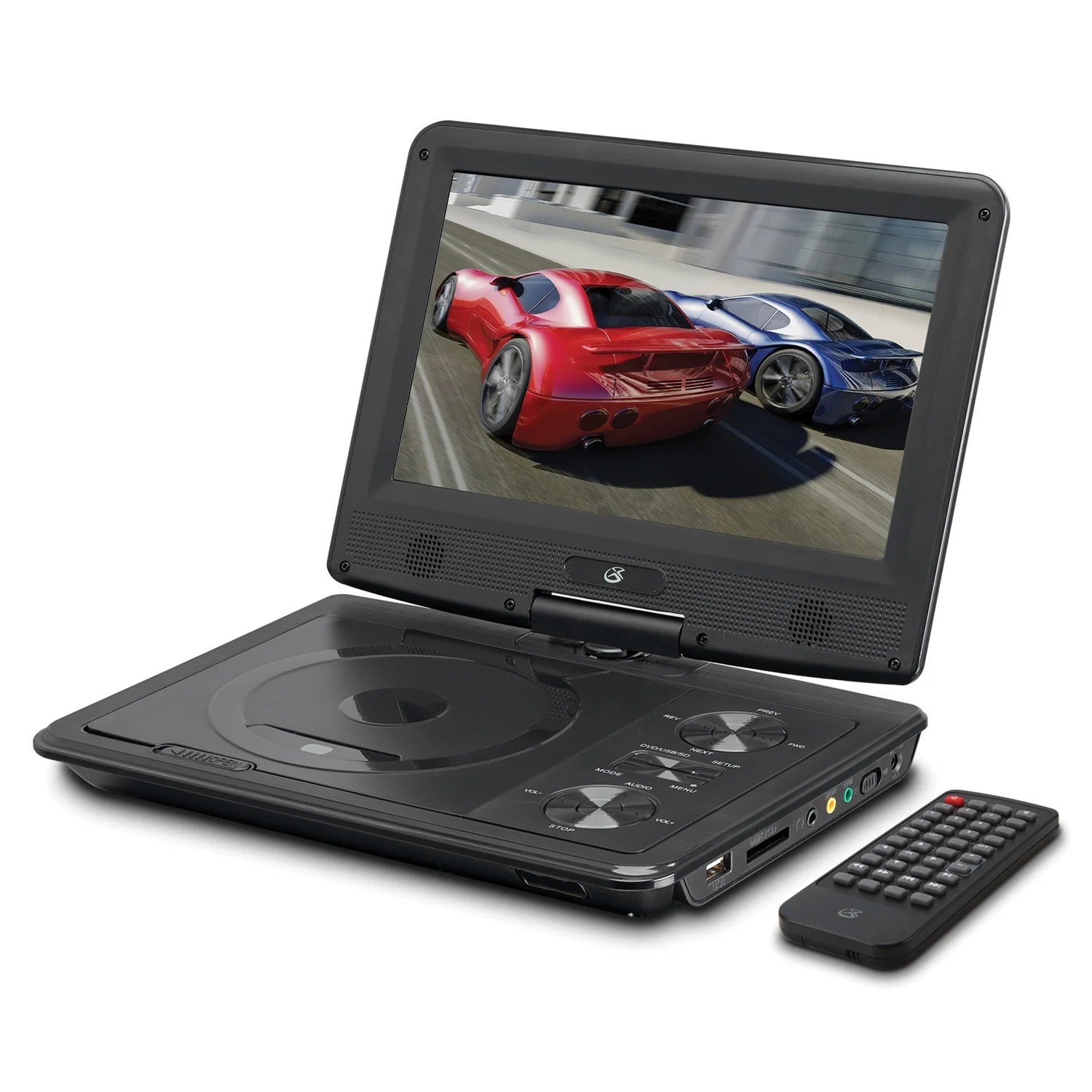 GPX PD901B Standard Portable DVD Player with 9Inch Swivel Screen and