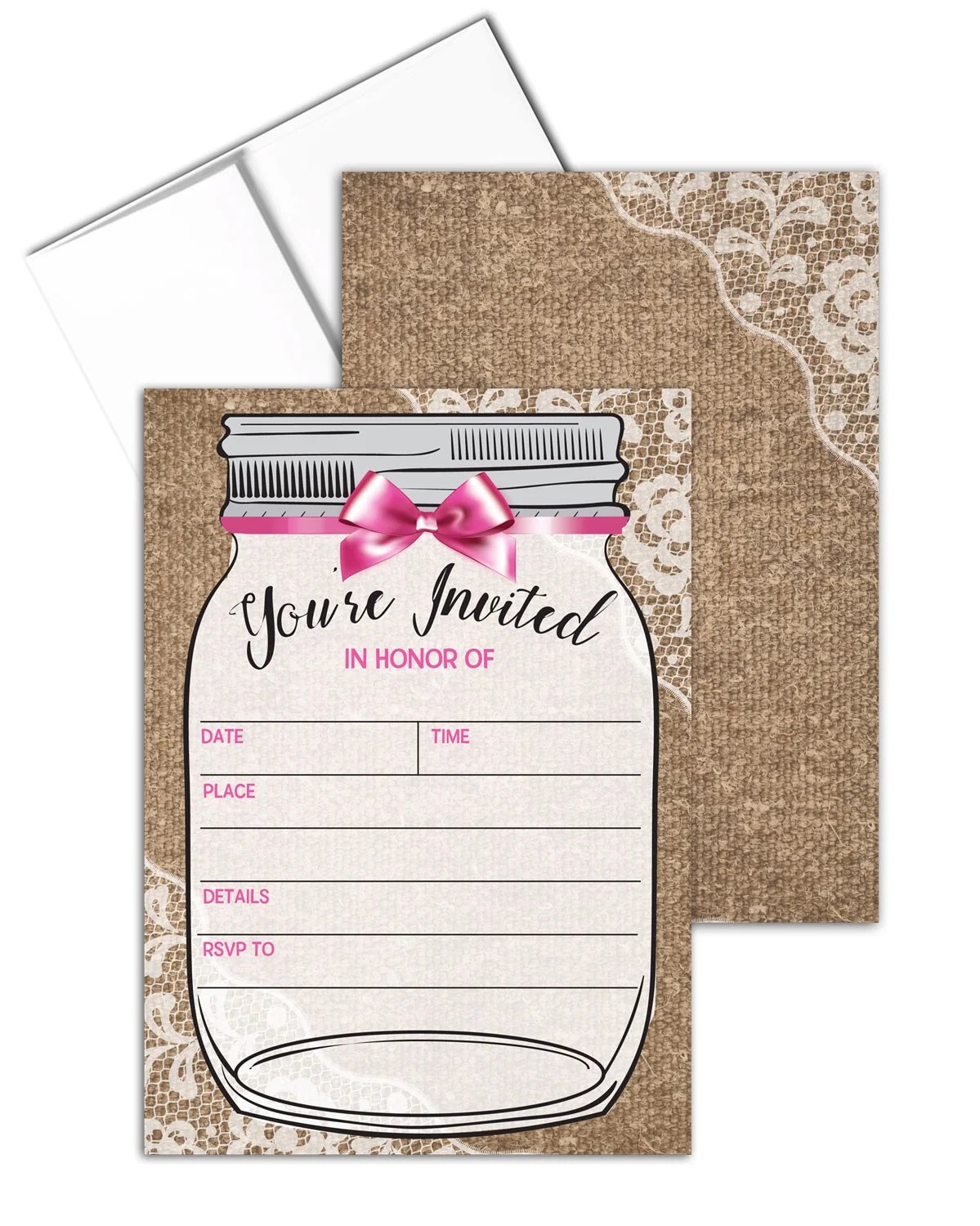 Rustic Baby Girl Shower Invite with Envelopes Fillin