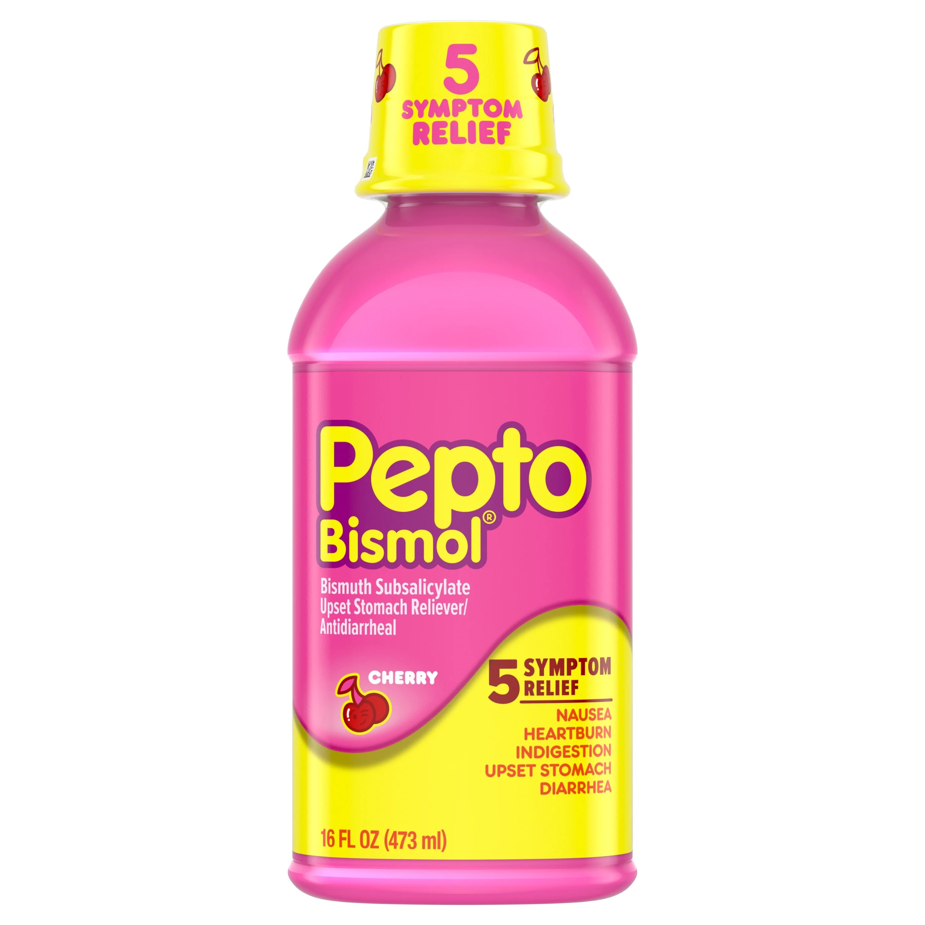 Pepto Bismol 5 Symptom Stomach Relief Liquid, Cherry Flavor, 16 oz