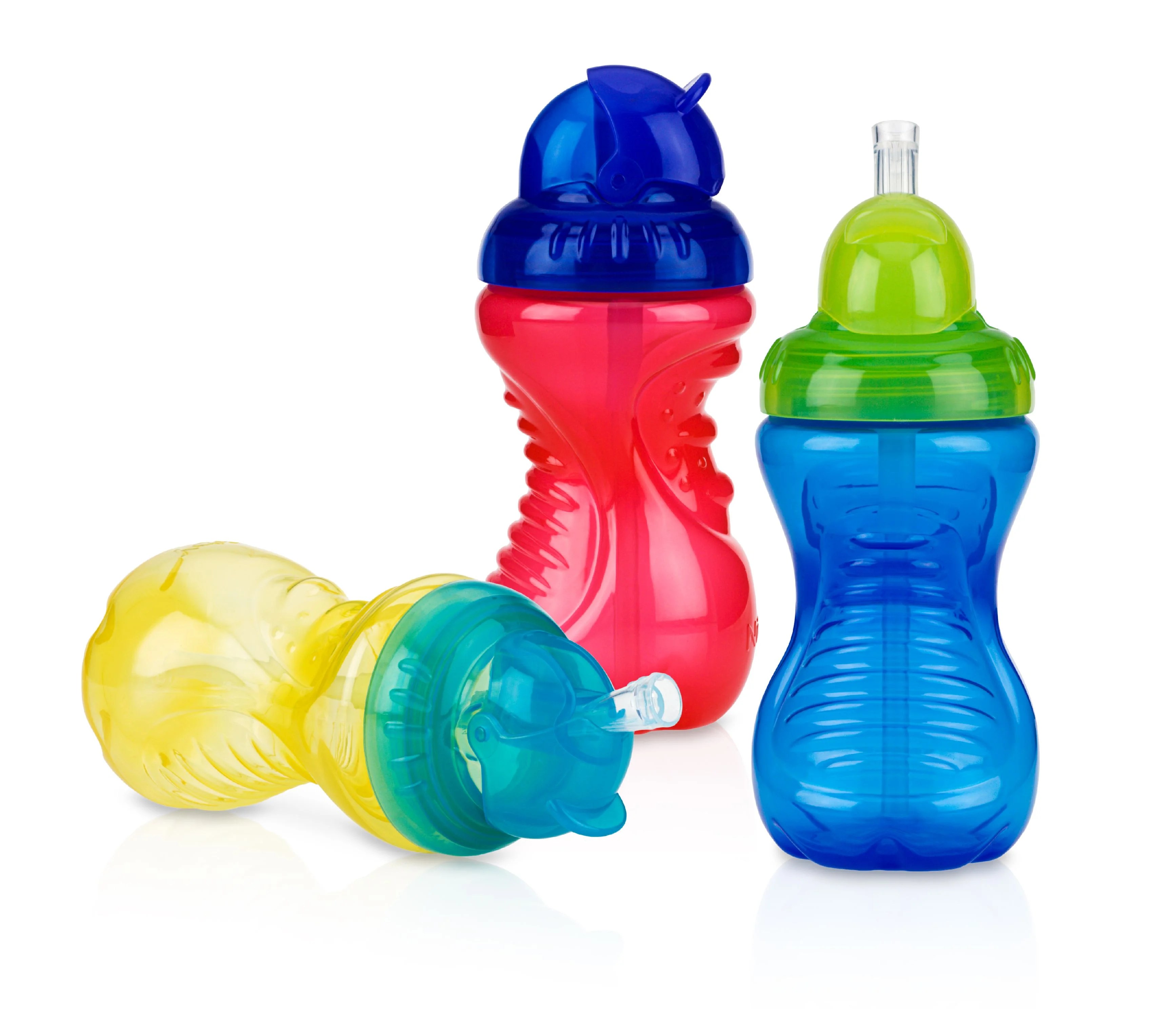 Nuby Flip It Straw Sippy Cup, 10oz, 3 pack