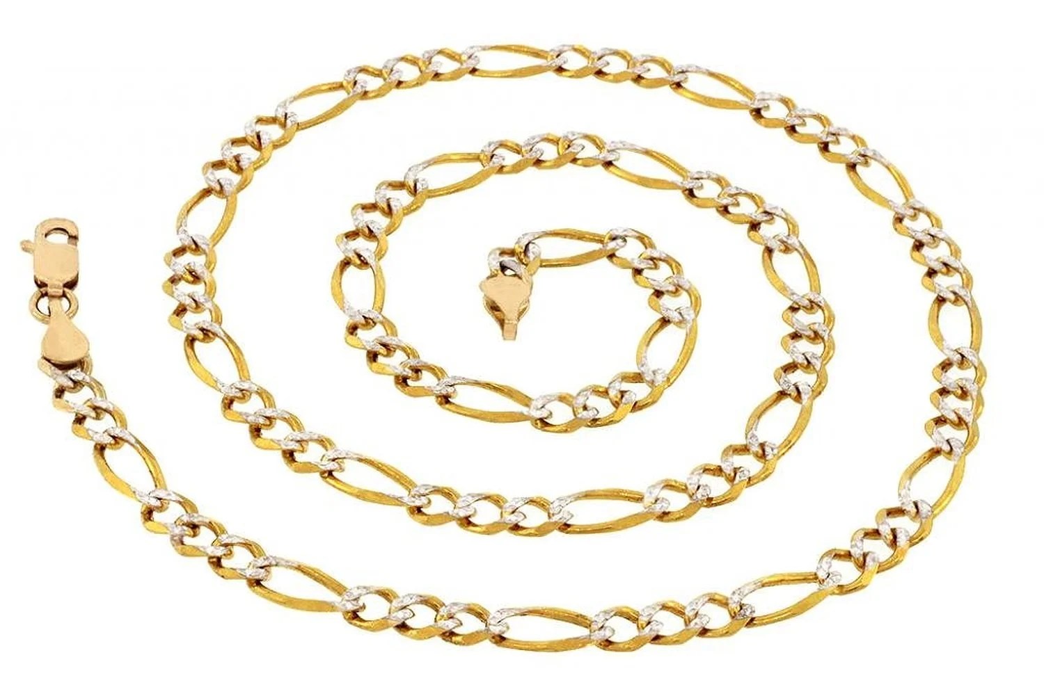 PORI JEWELERS Jewelers 14K Solid Gold Pave Diamondcut Figaro 20 inch