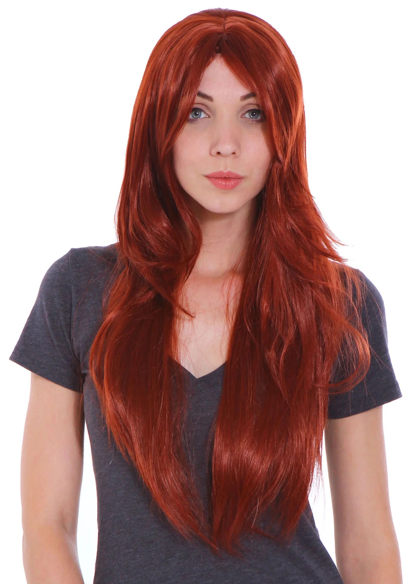 Simplicity Women's Long straight Wig Cosplay Party Full Hair Red Wig w