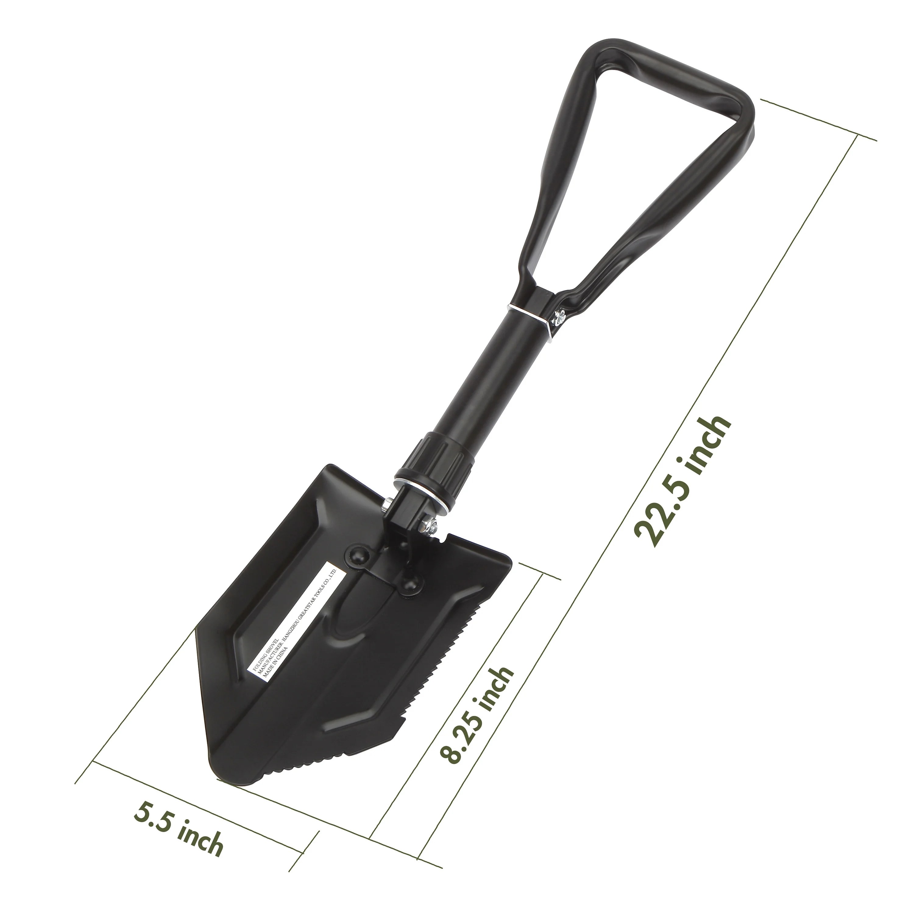 Ozark Trail Heavy Duty Steel Folding Shovel, Black, Model 4803